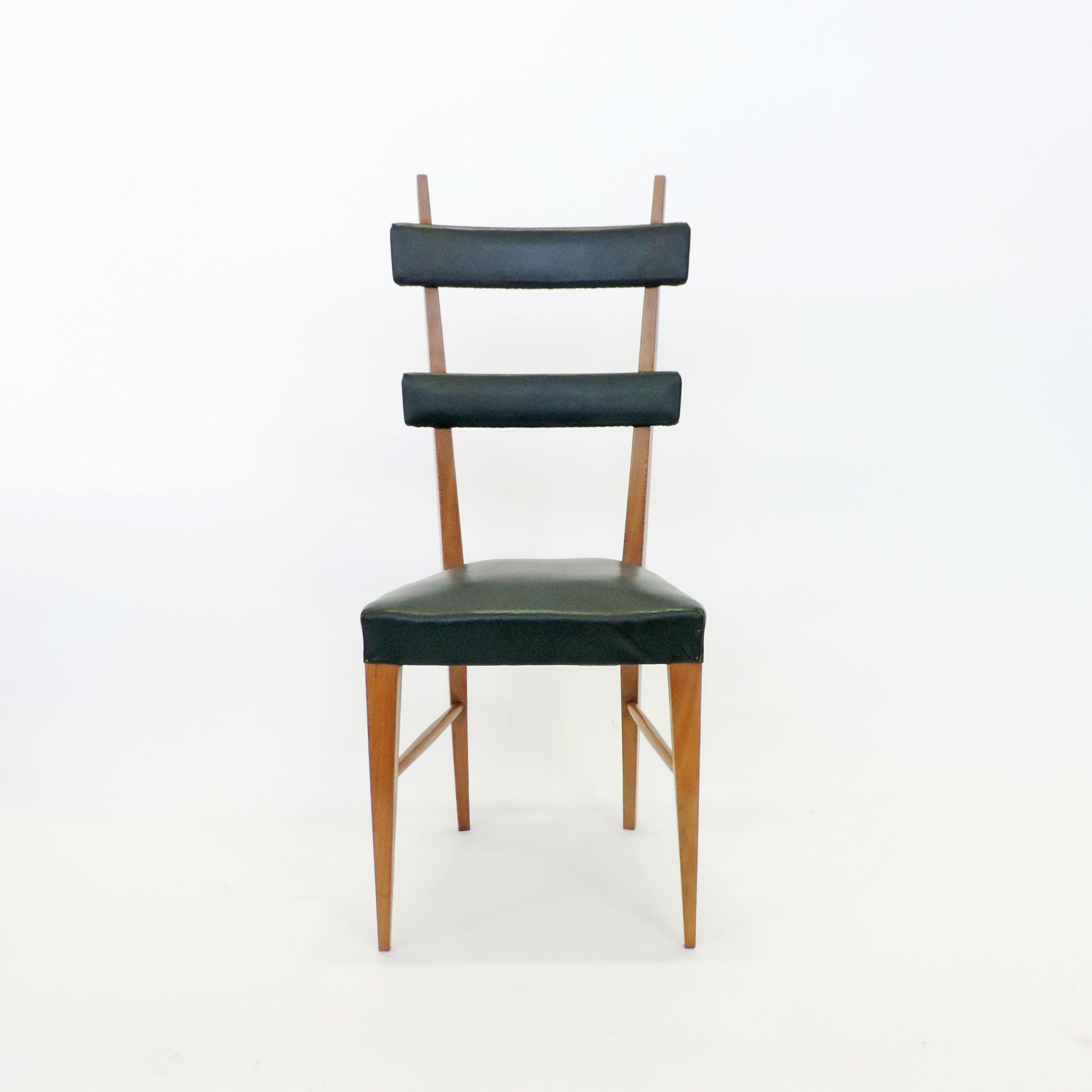 Set of 6 Italian 1950s high back dining chairs.
In original faux leather upholstery / would need reupholstery.