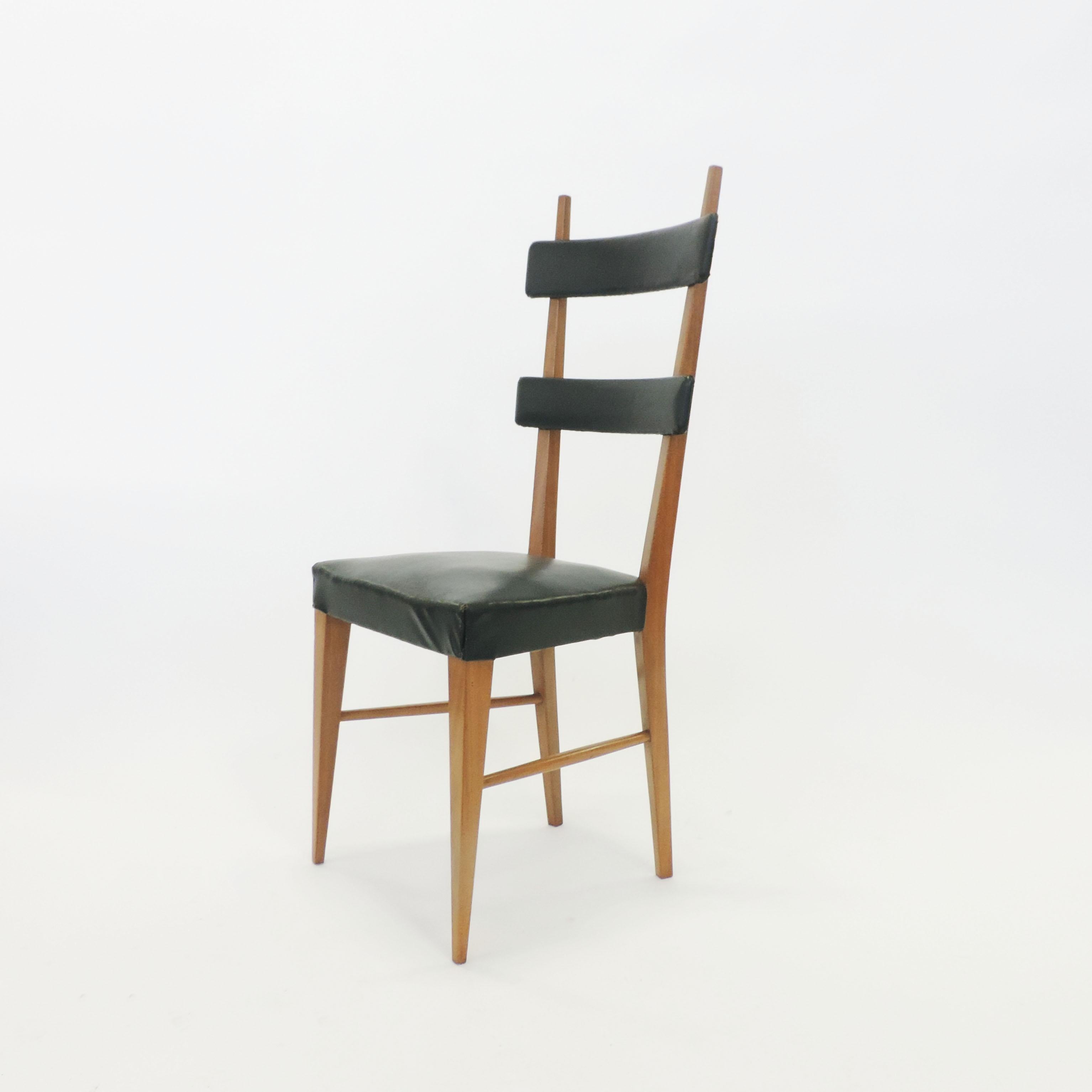 Mid-20th Century Set of 6 Italian 1950s High Back Dining Chairs