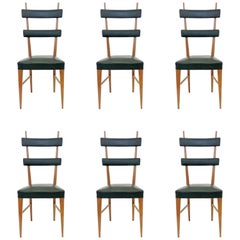 Set of 6 Italian 1950s High Back Dining Chairs