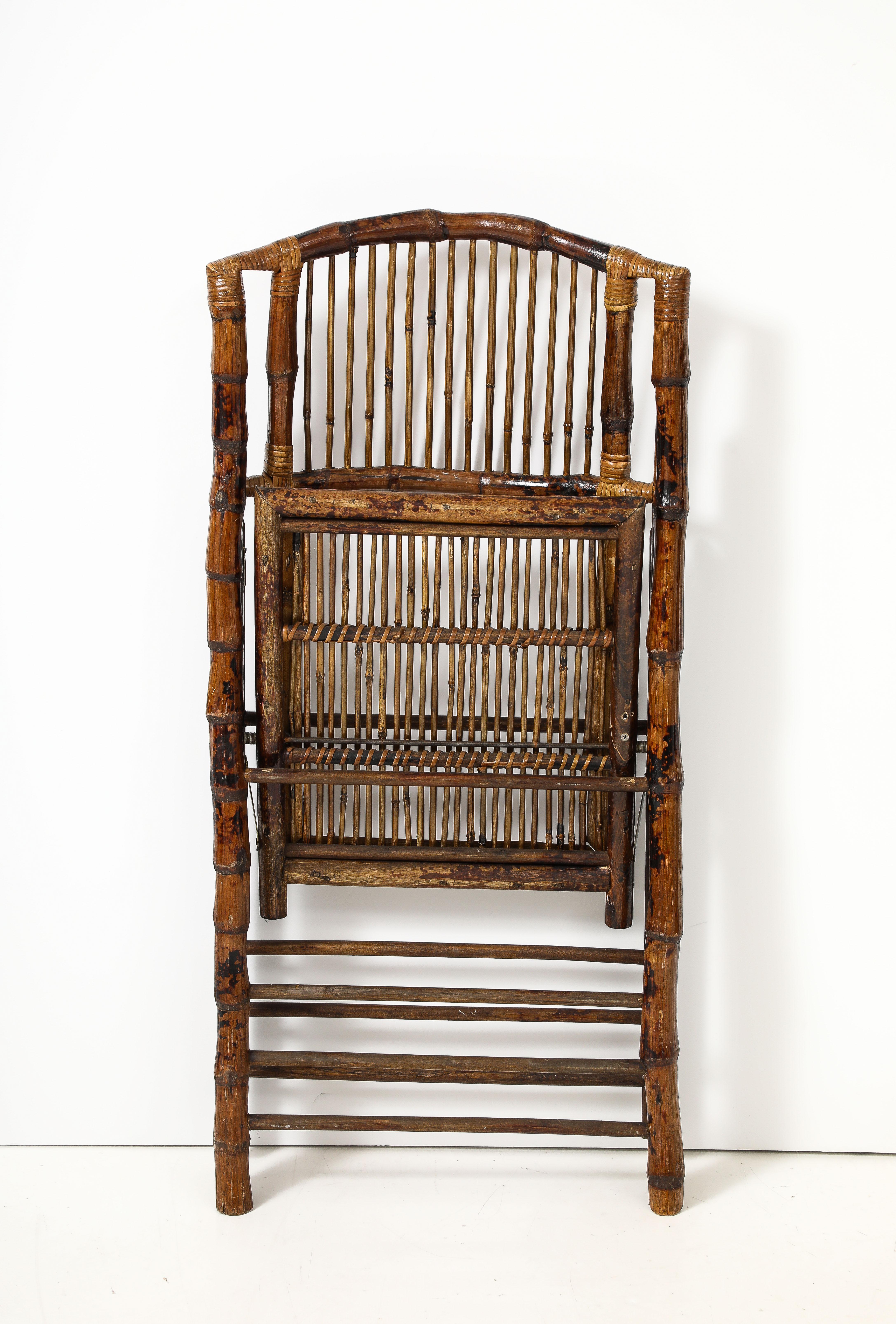Set of 6 Italian Bamboo Folding Chairs, Tito Agnoli Style For Sale 5
