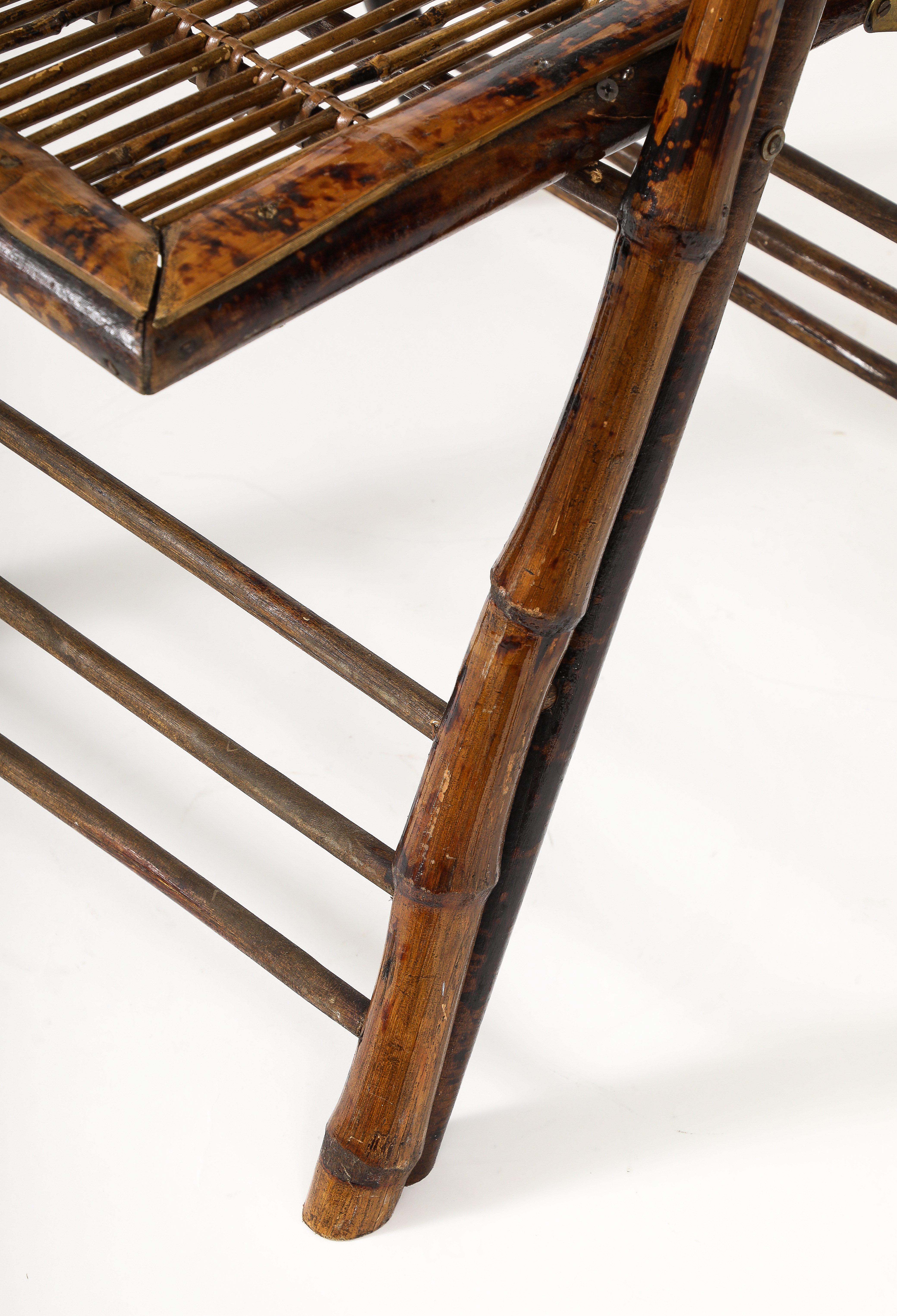 Set of 6 Italian Bamboo Folding Chairs, Tito Agnoli Style For Sale 10