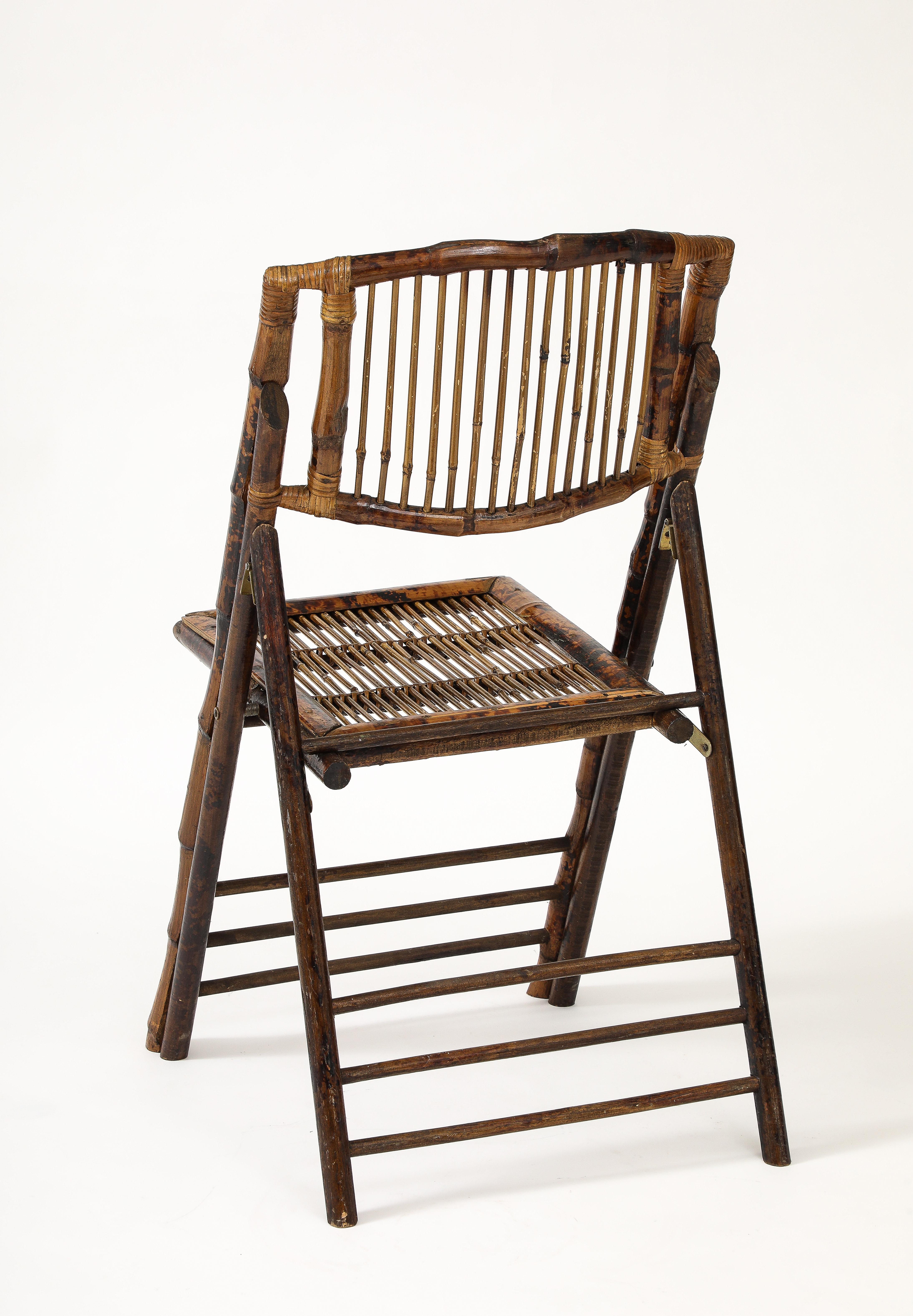 Set of 6 Italian Bamboo Folding Chairs, Tito Agnoli Style For Sale 3