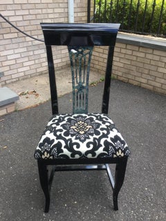 Set of 6 Italian Black Lacquered Chairs