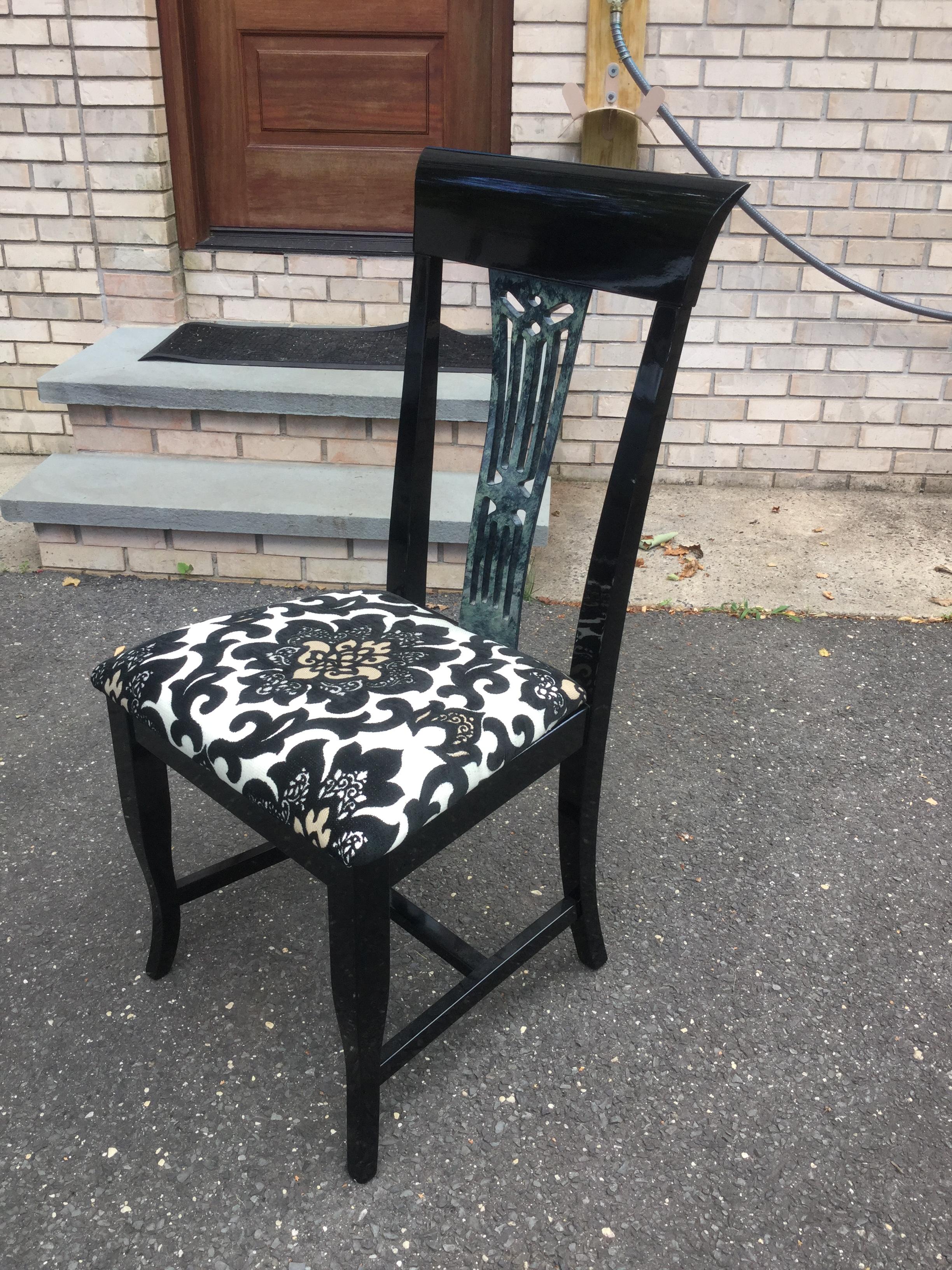 Modern Set of 6 Italian Black Lacquered Chairs For Sale