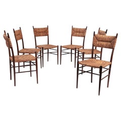 Set of 6 Italian caned chairs by Guido Chiappe for Chiavari, Italy 1950