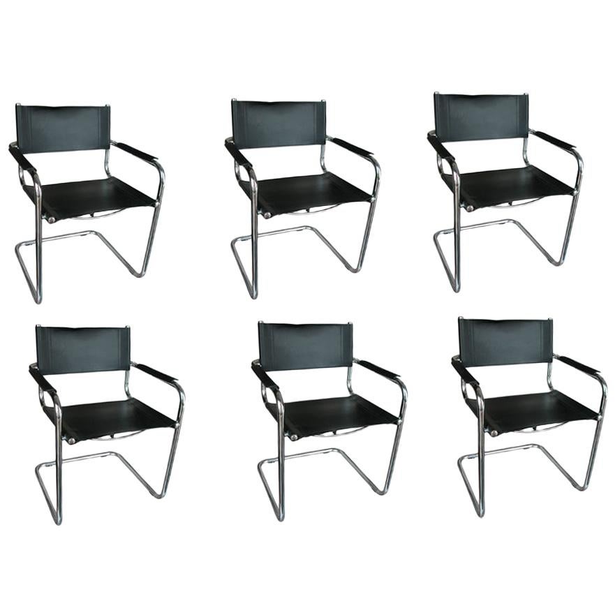 Set of 6 Italian Cantilever Armchairs by Mart Stam for Fasem