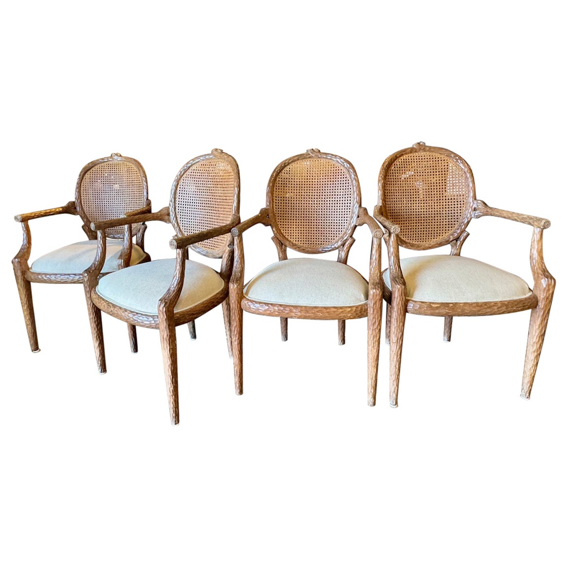 Set di 6 sedie da pranzo in finto bois intagliato italiano in vendita