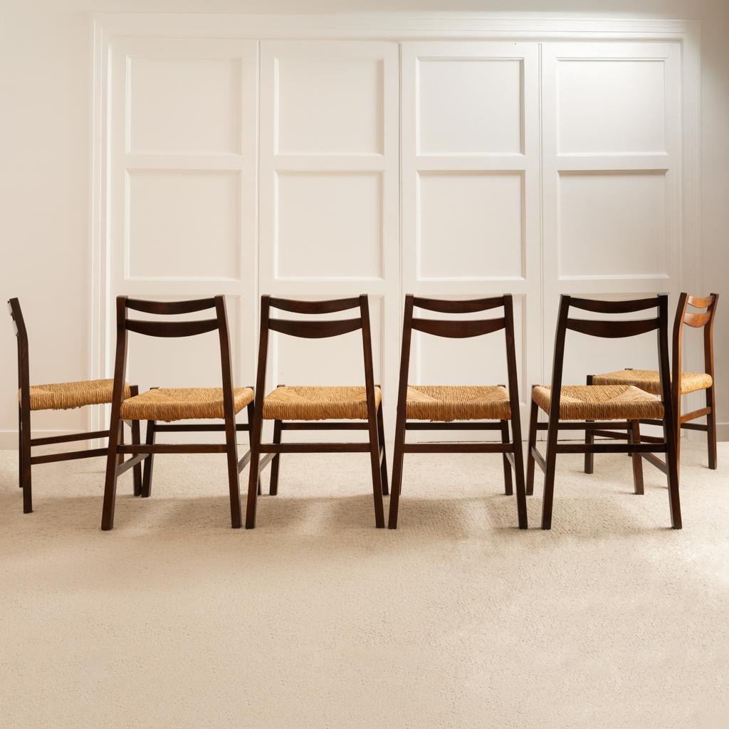 Conjunto de 6 sillas italianas - Años 60 Moderno de mediados de siglo en venta