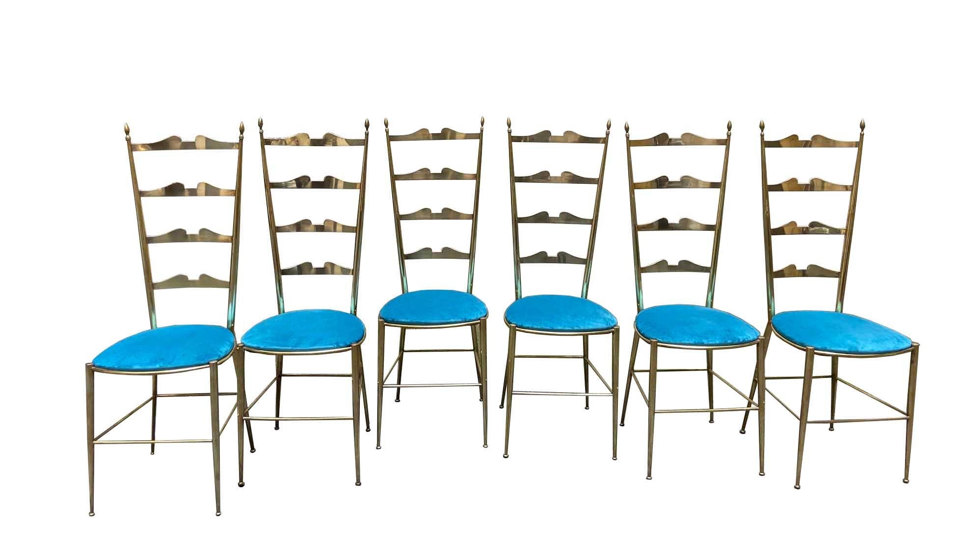 Set of 6 Italian Chiavari Ladder Back Chairs, 1950s In Excellent Condition In Naples, IT