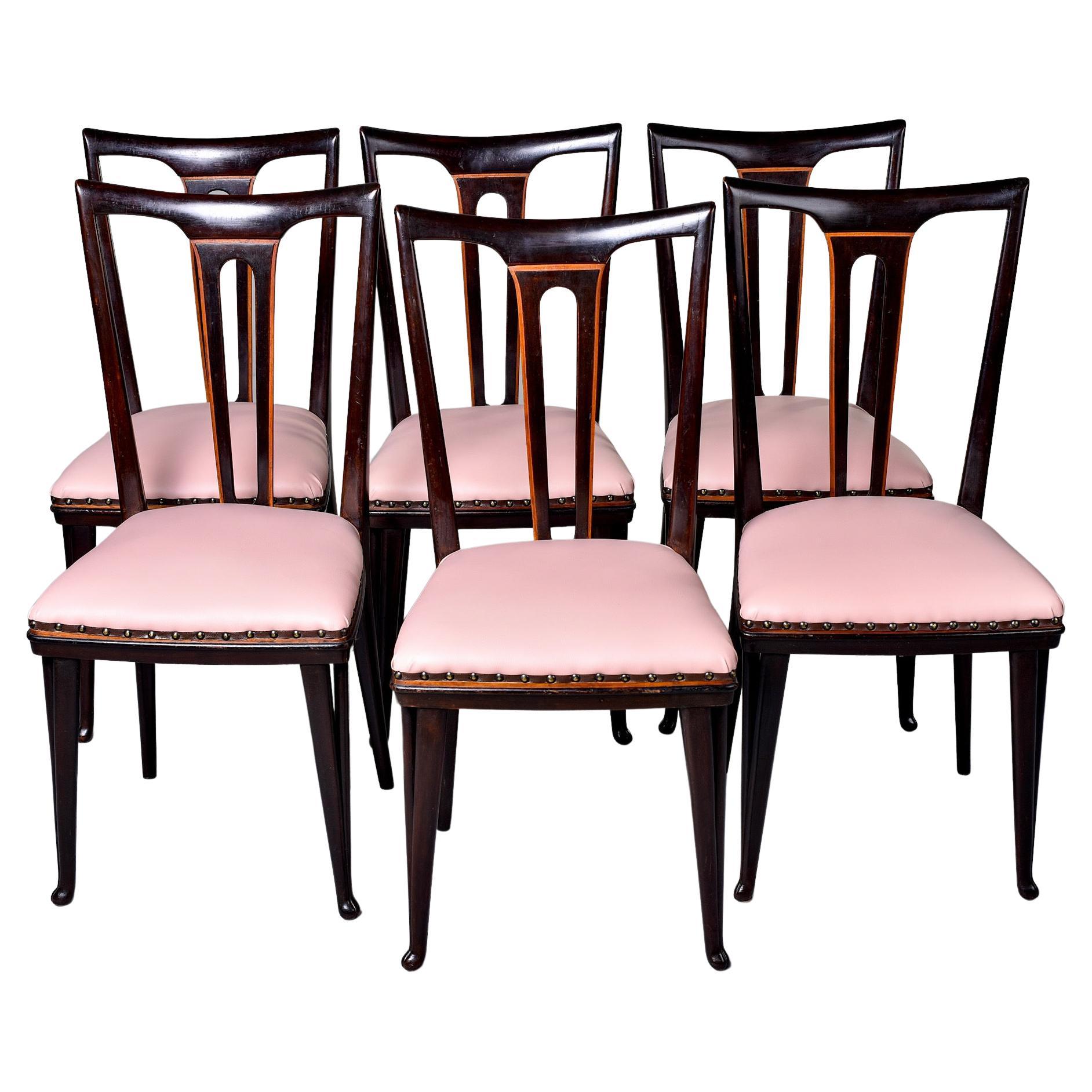 Set of 6 Nguni Dining Chairs in Iroko with Canvas Crosshatch Weave For