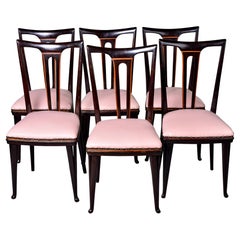 Set of 6 Italian Dining Chairs with Inlay in Style of Ico Parisi