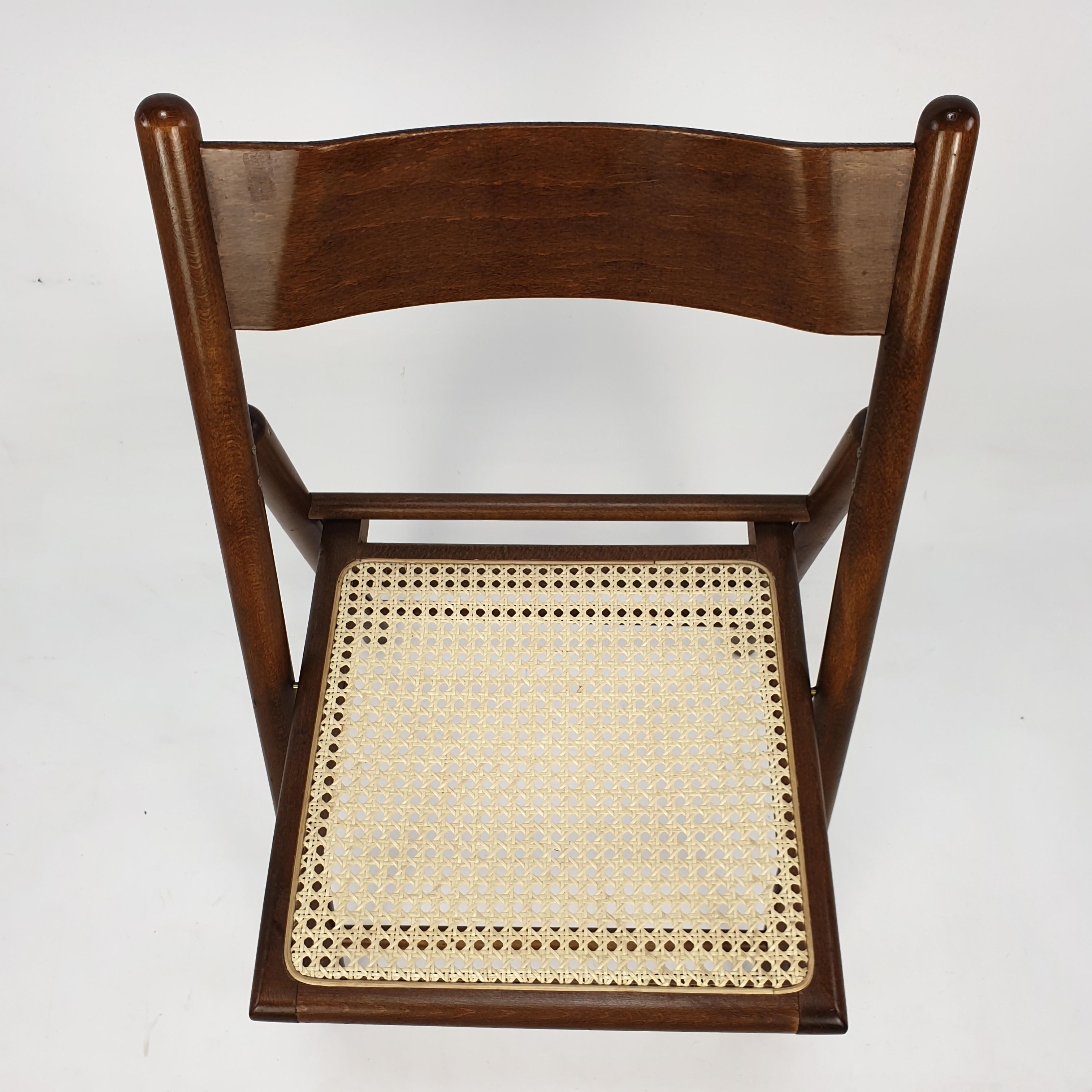 Set of 6 Italian Folding Chairs with Rattan, 1980's 6