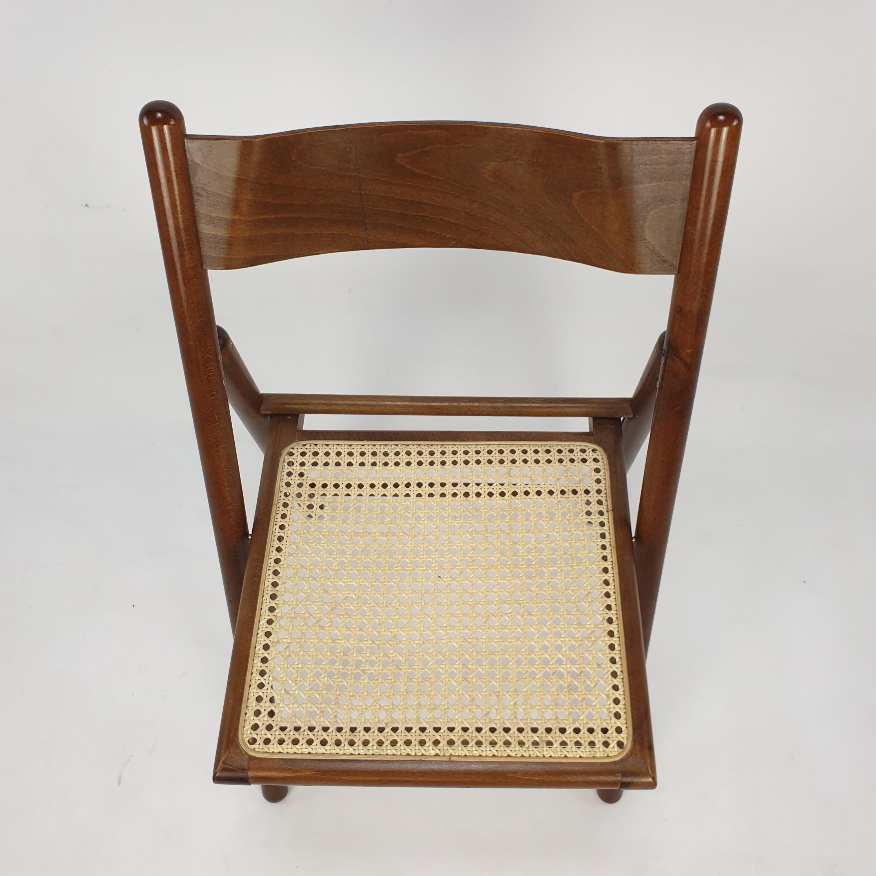 Set of 6 Italian Folding Chairs with Rattan, 1980's 7