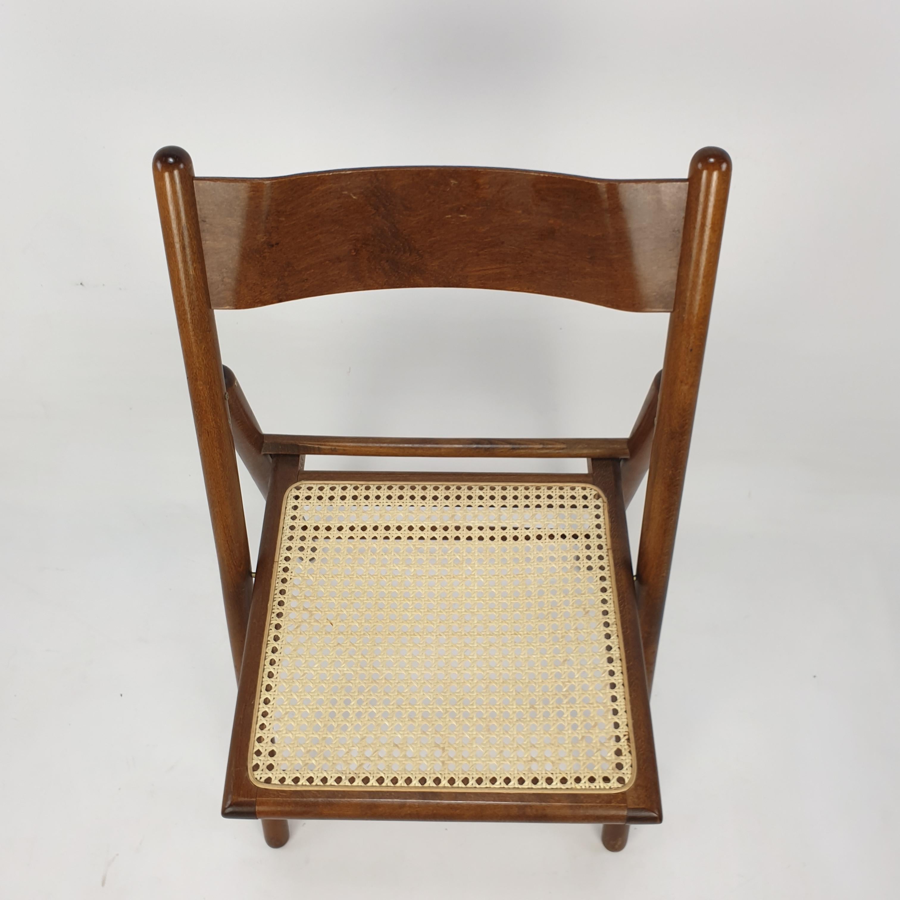 Set of 6 Italian Folding Chairs with Rattan, 1980's 8