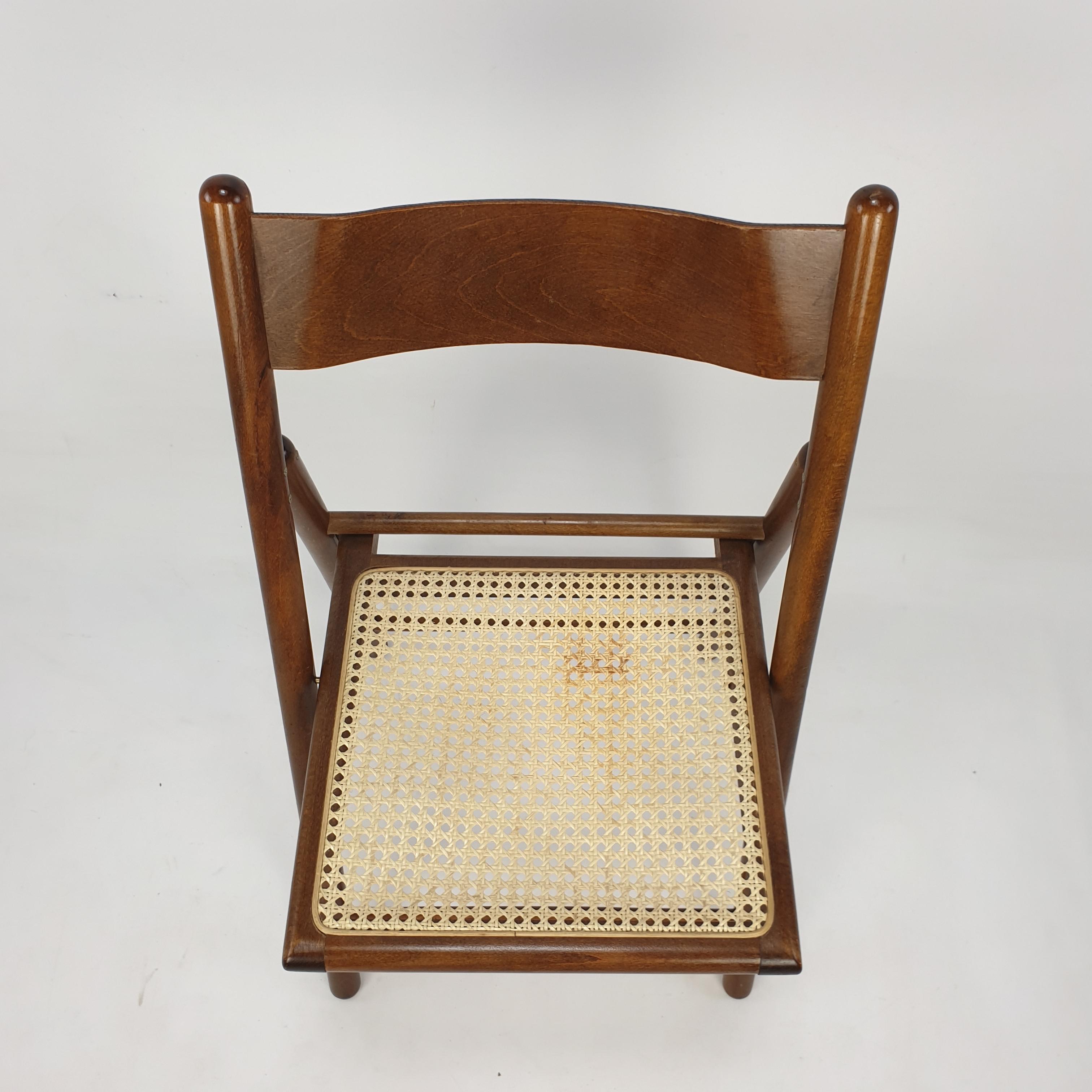 Set of 6 Italian Folding Chairs with Rattan, 1980's 9