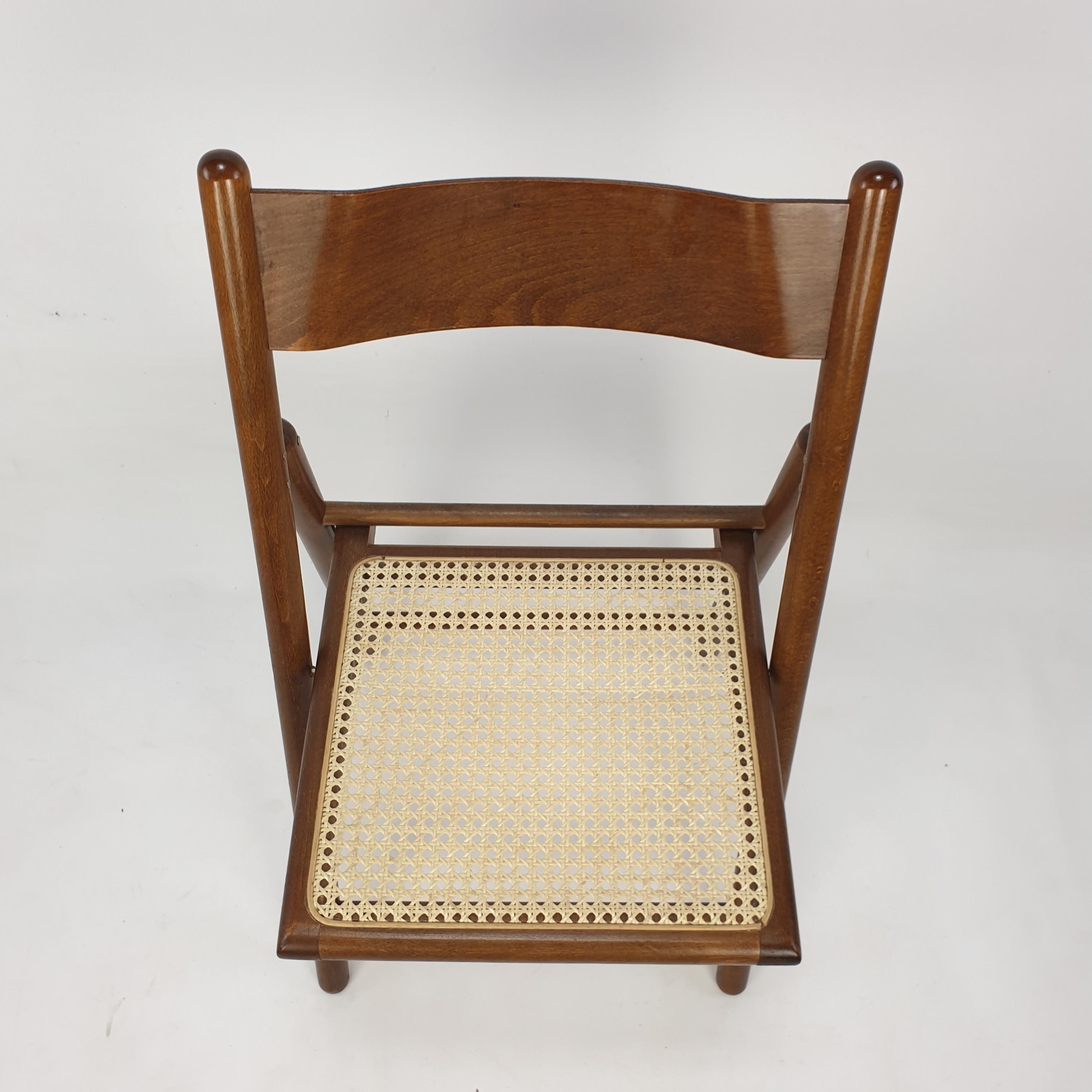 Set of 6 Italian Folding Chairs with Rattan, 1980's 10