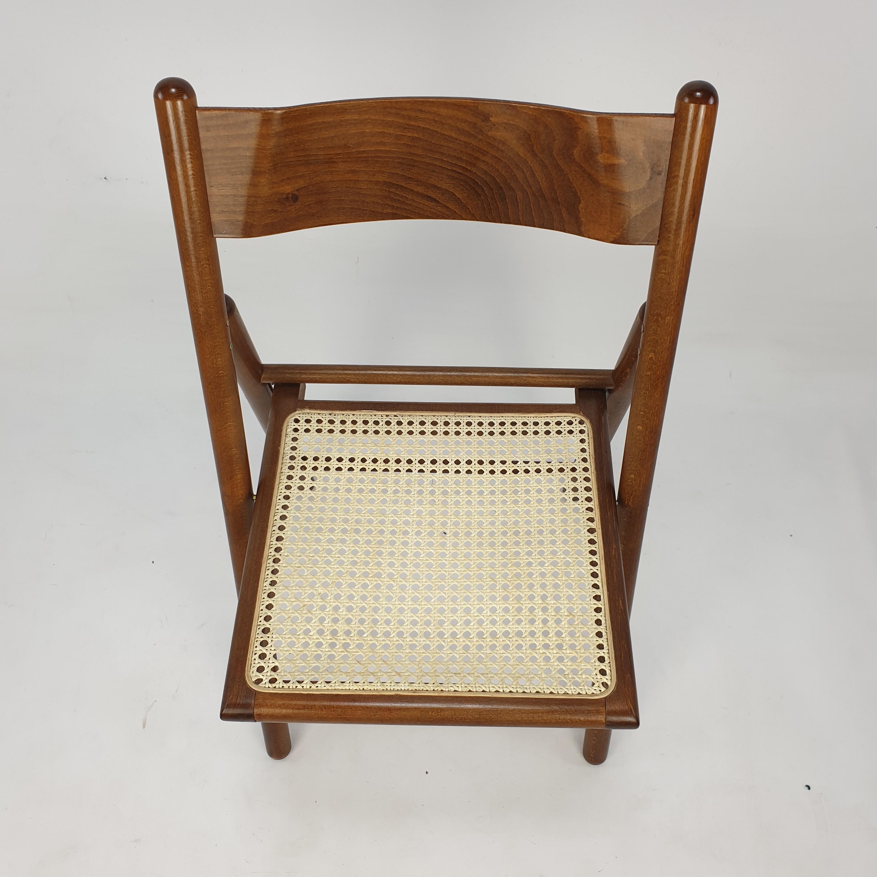 Set of 6 Italian Folding Chairs with Rattan, 1980's 11