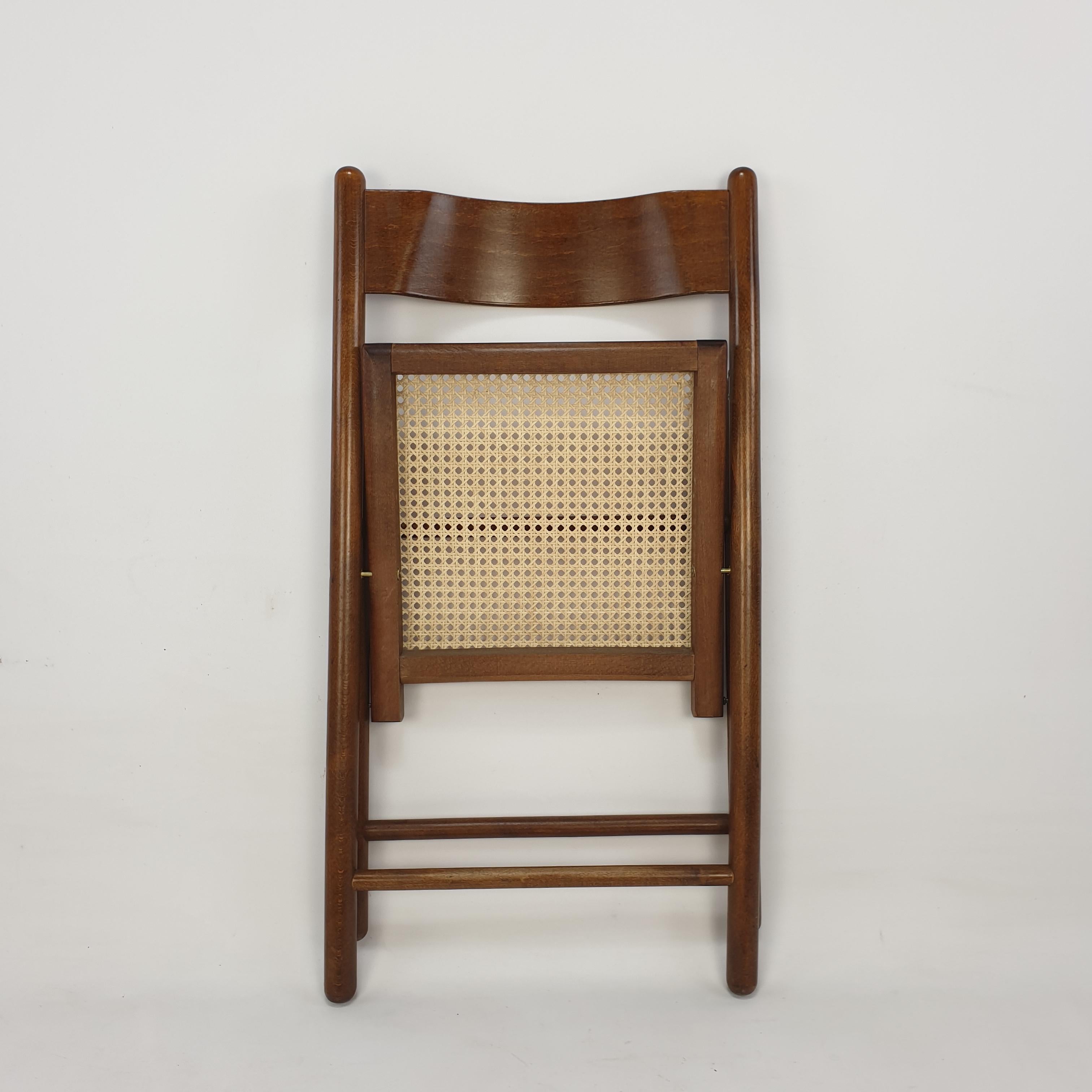 Set of 6 Italian Folding Chairs with Rattan, 1980's 12