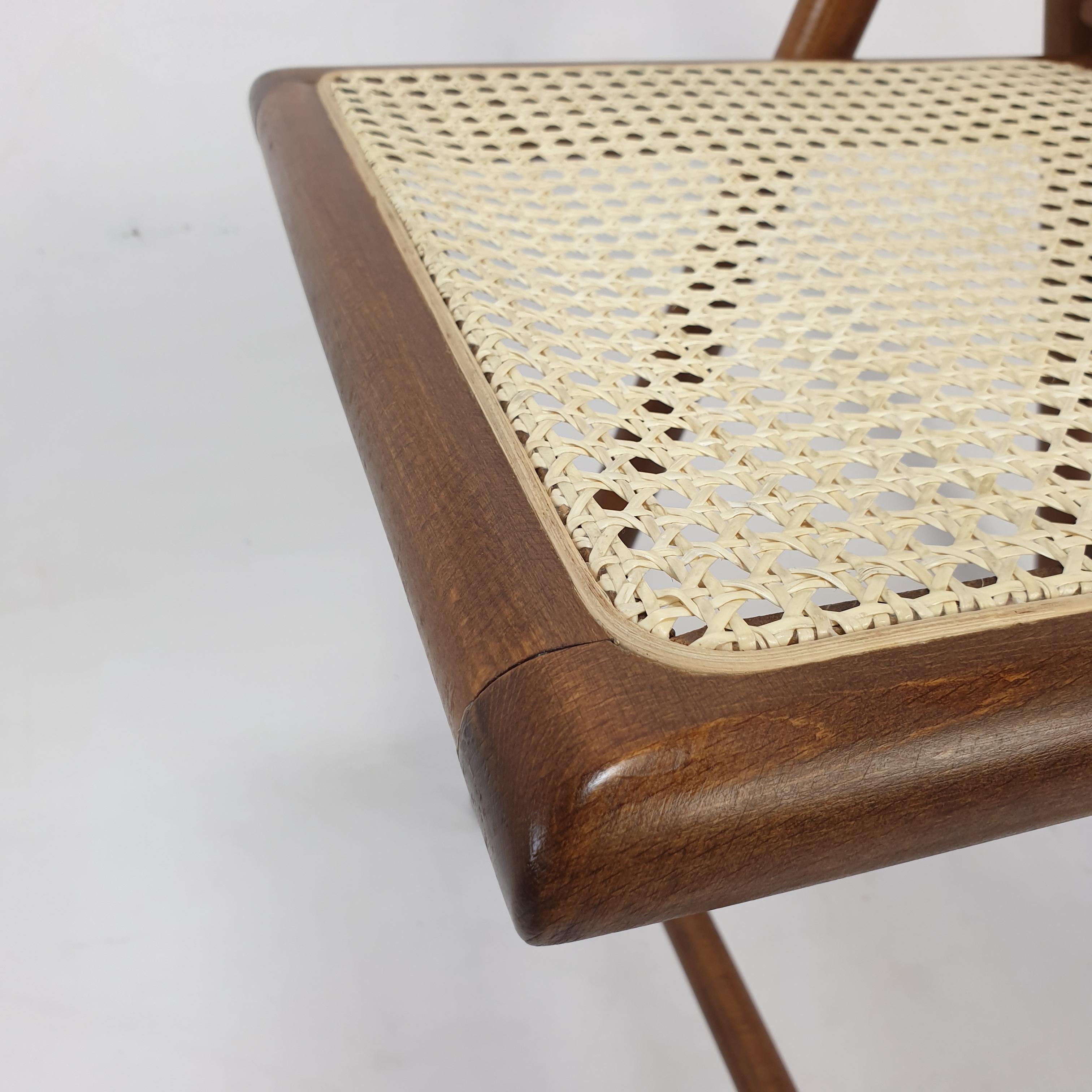 Set of 6 Italian Folding Chairs with Rattan, 1980's 14