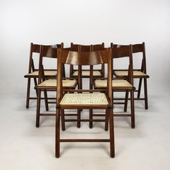Ensemble de 6 chaises pliantes italiennes en rotin, années 1980