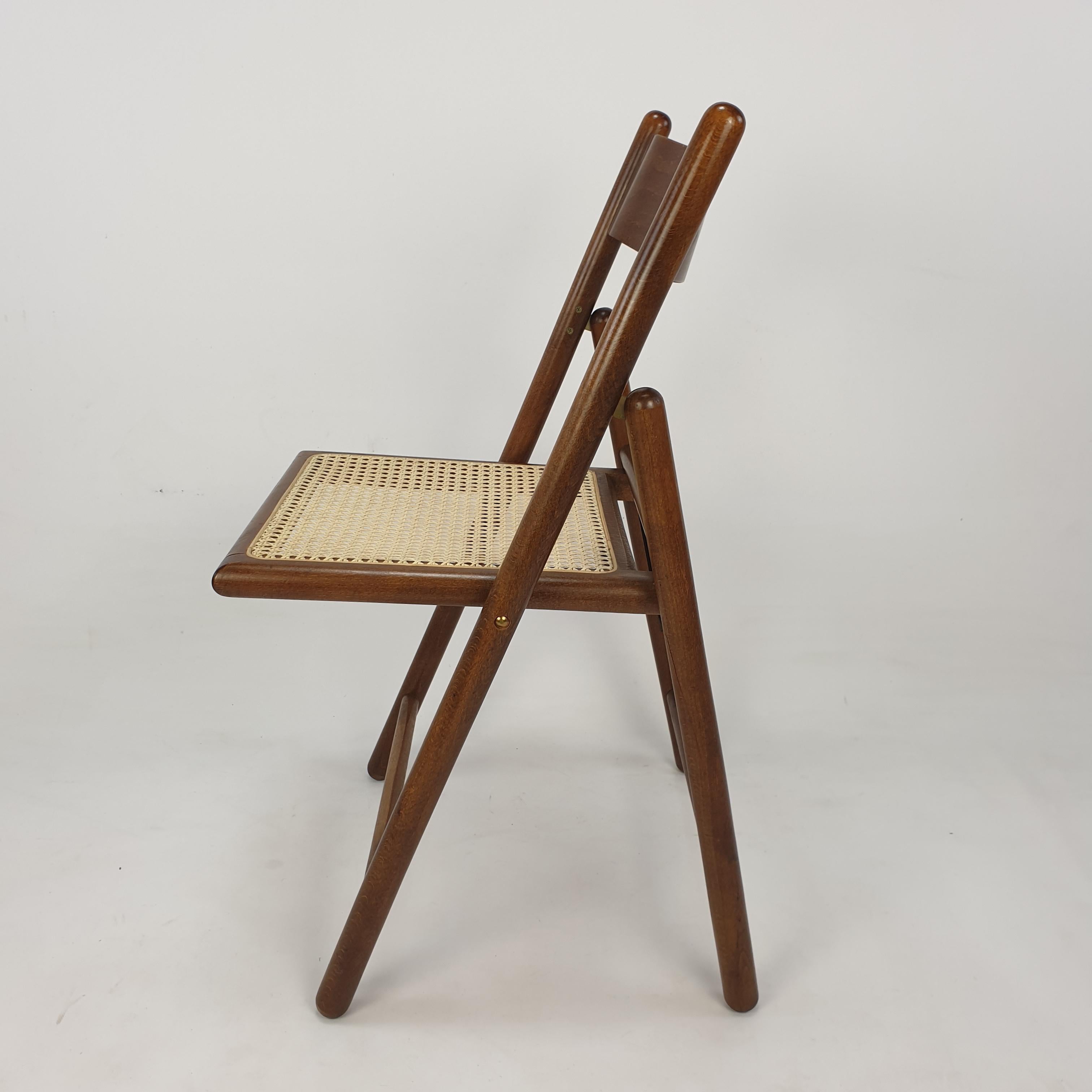 Set of 6 Italian Folding Chairs with Rattan, 1980's 3