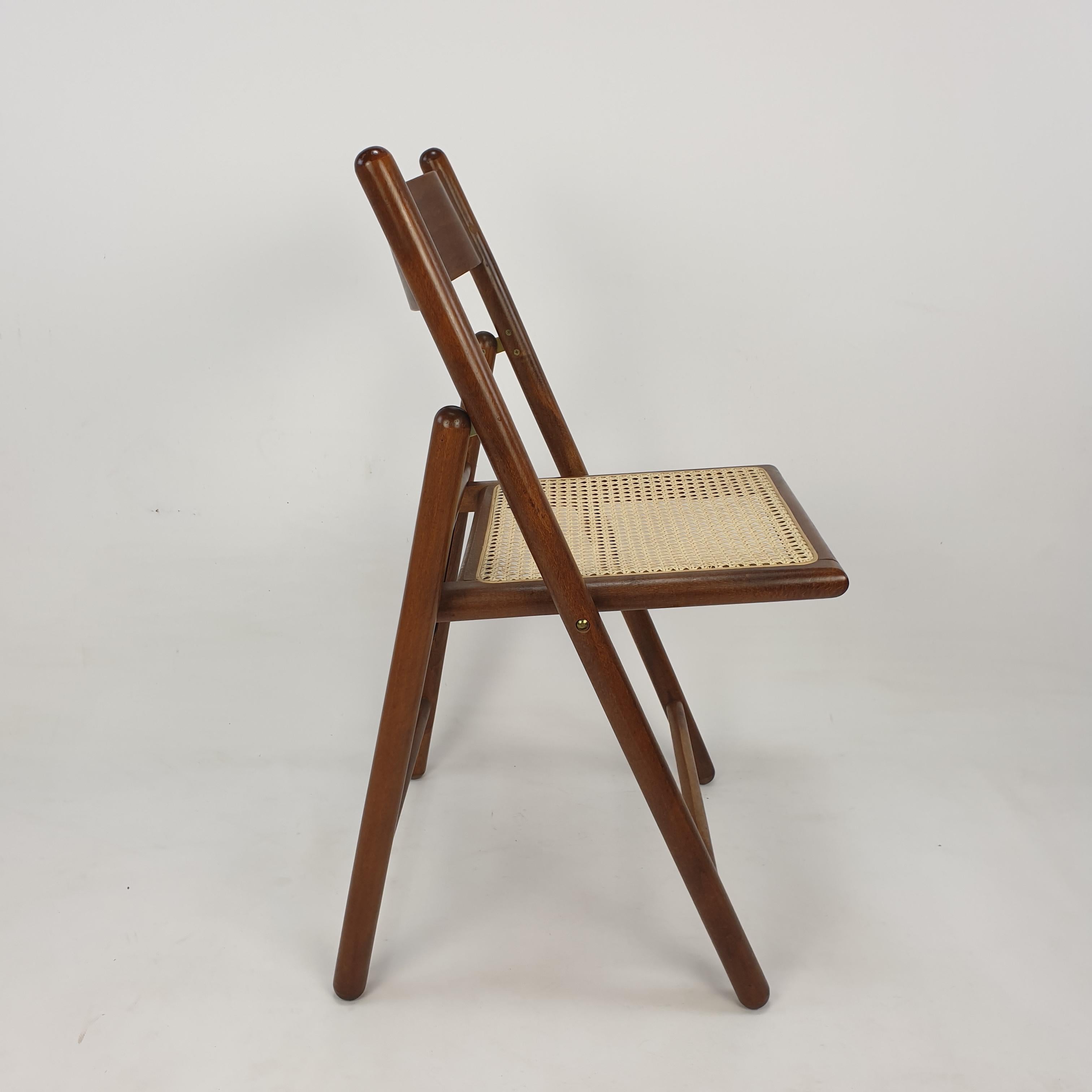 Set of 6 Italian Folding Chairs with Rattan, 1980's 4
