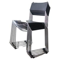 Set of 6 Italian Giandomenico Belotti Alias 1980s Chrome Leather Dining Chairs