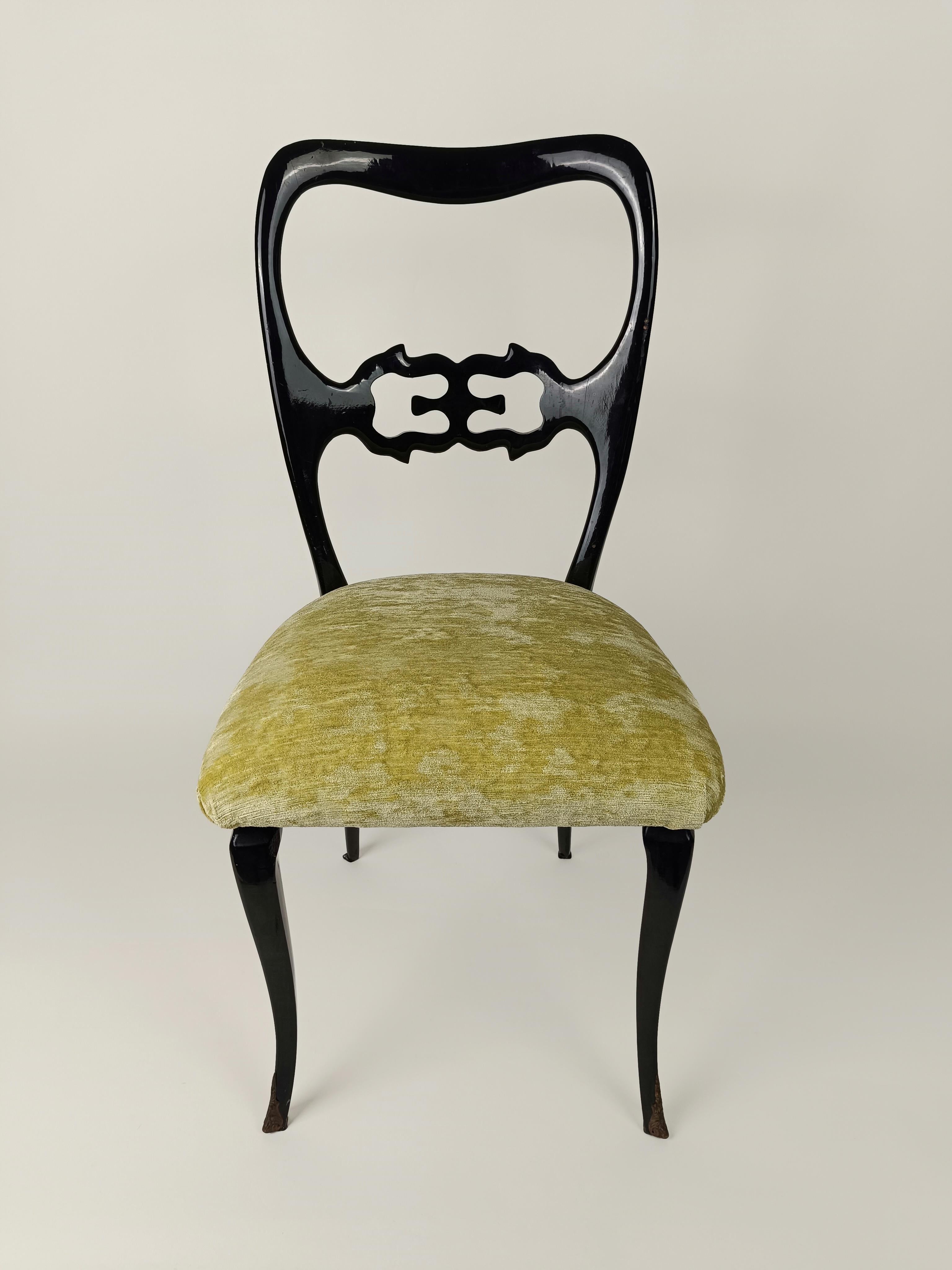 Set of 6 Italian Mid 20th Century Lacquered Chairs in Chinese Chippendale Style For Sale 6