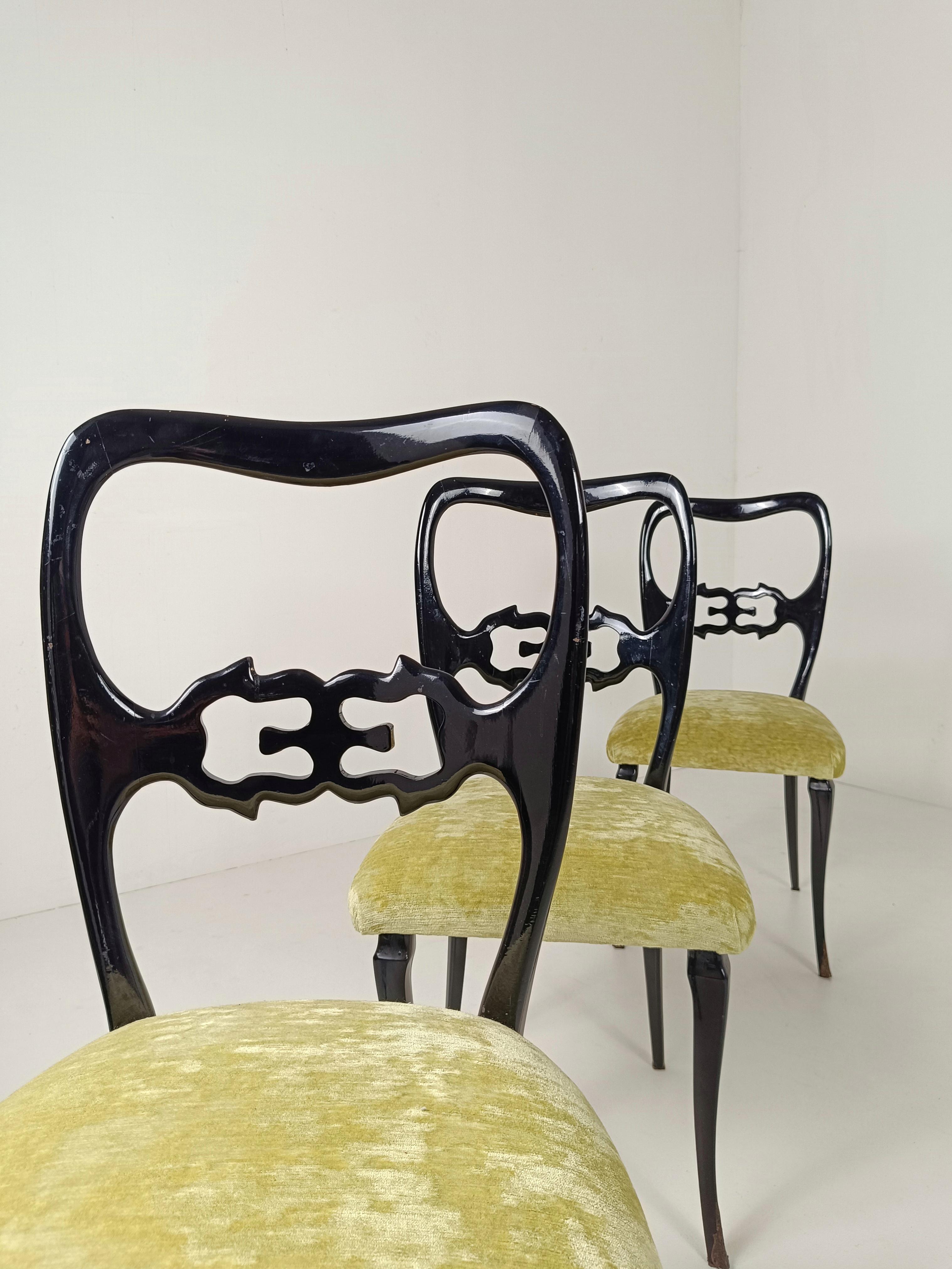 Set of 6 Italian Mid 20th Century Lacquered Chairs in Chinese Chippendale Style For Sale 7