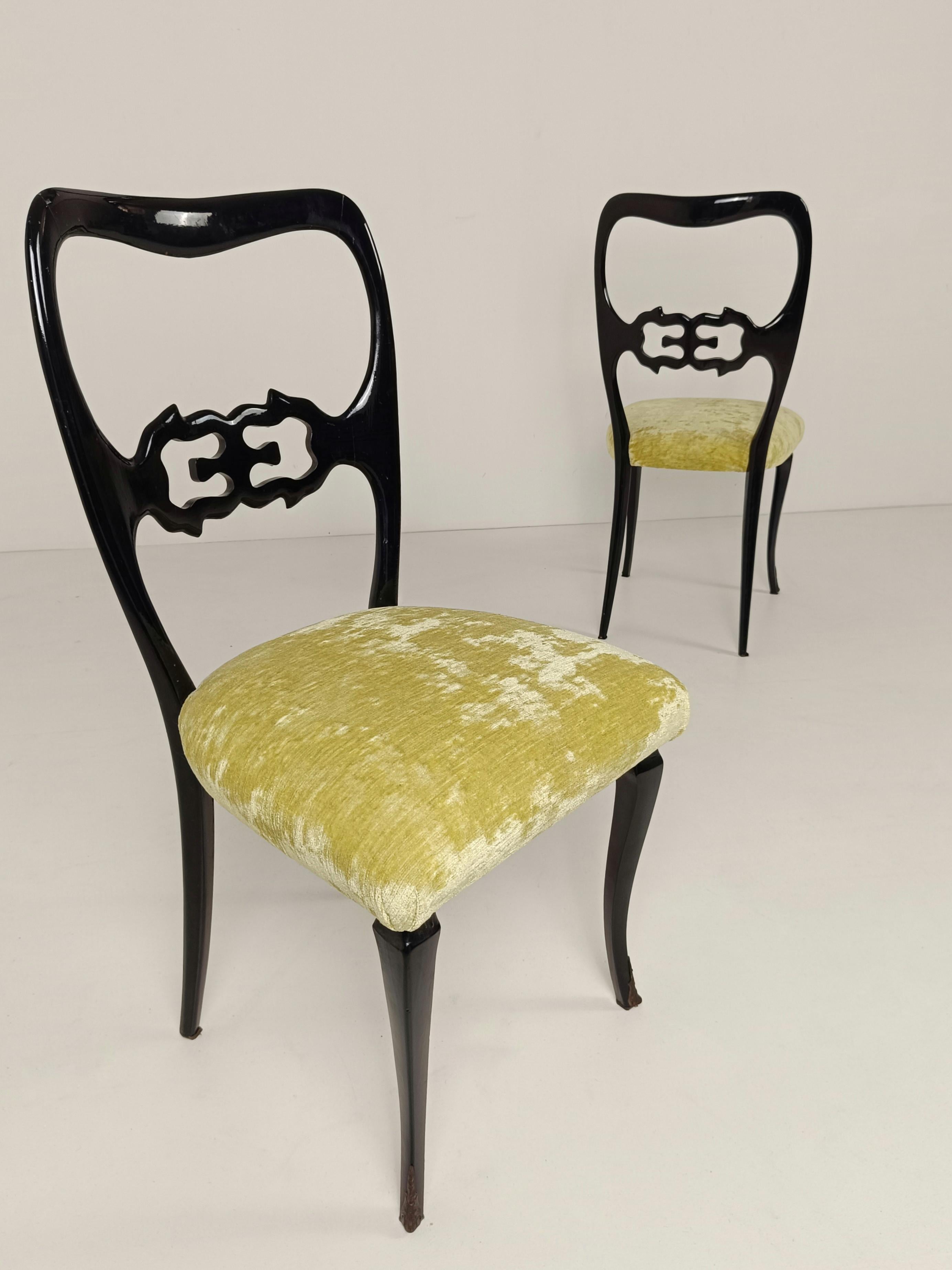 Set of 6 Italian Mid 20th Century Lacquered Chairs in Chinese Chippendale Style For Sale 8