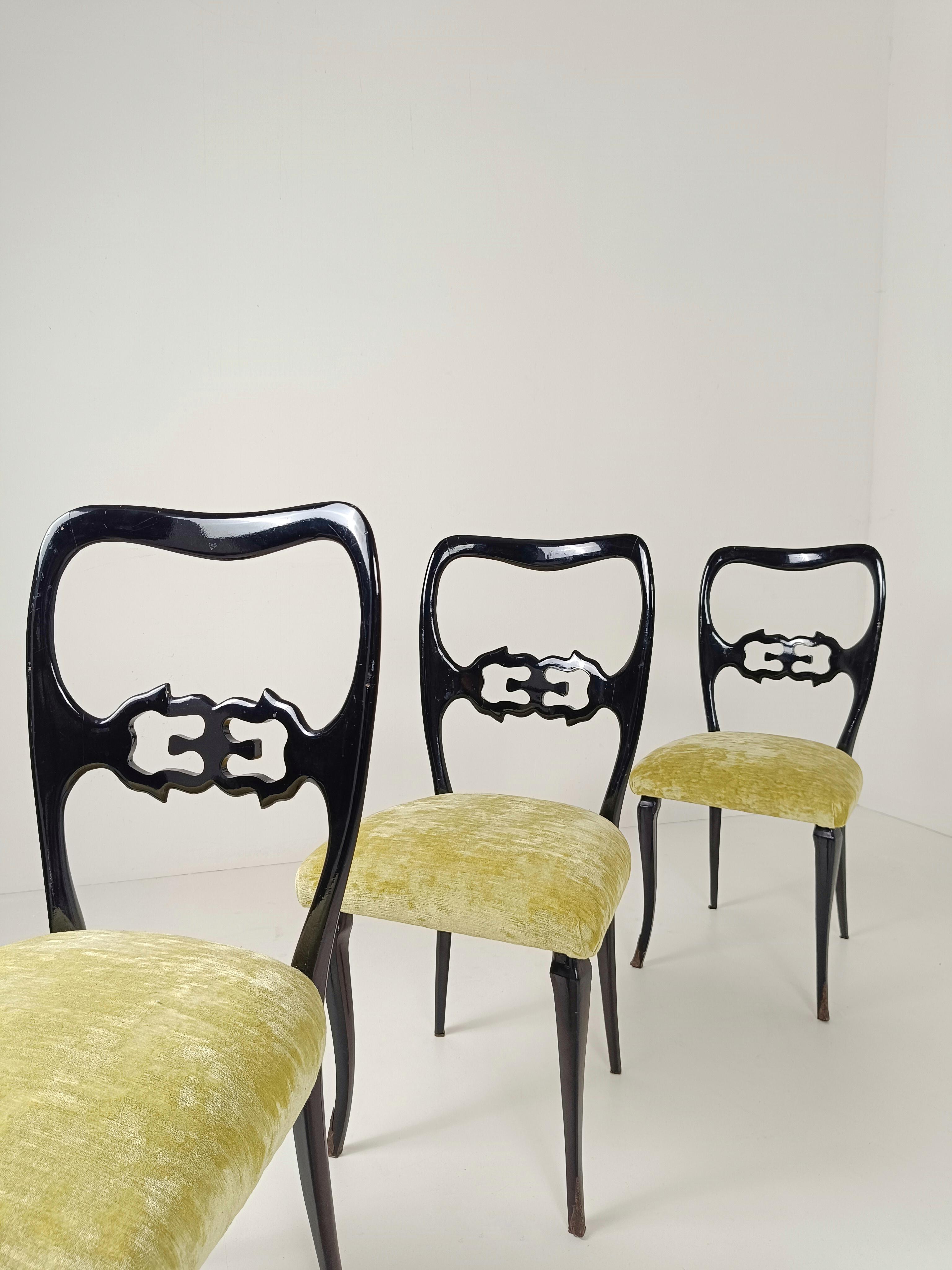 Set of 6 Italian Mid 20th Century Lacquered Chairs in Chinese Chippendale Style For Sale 15