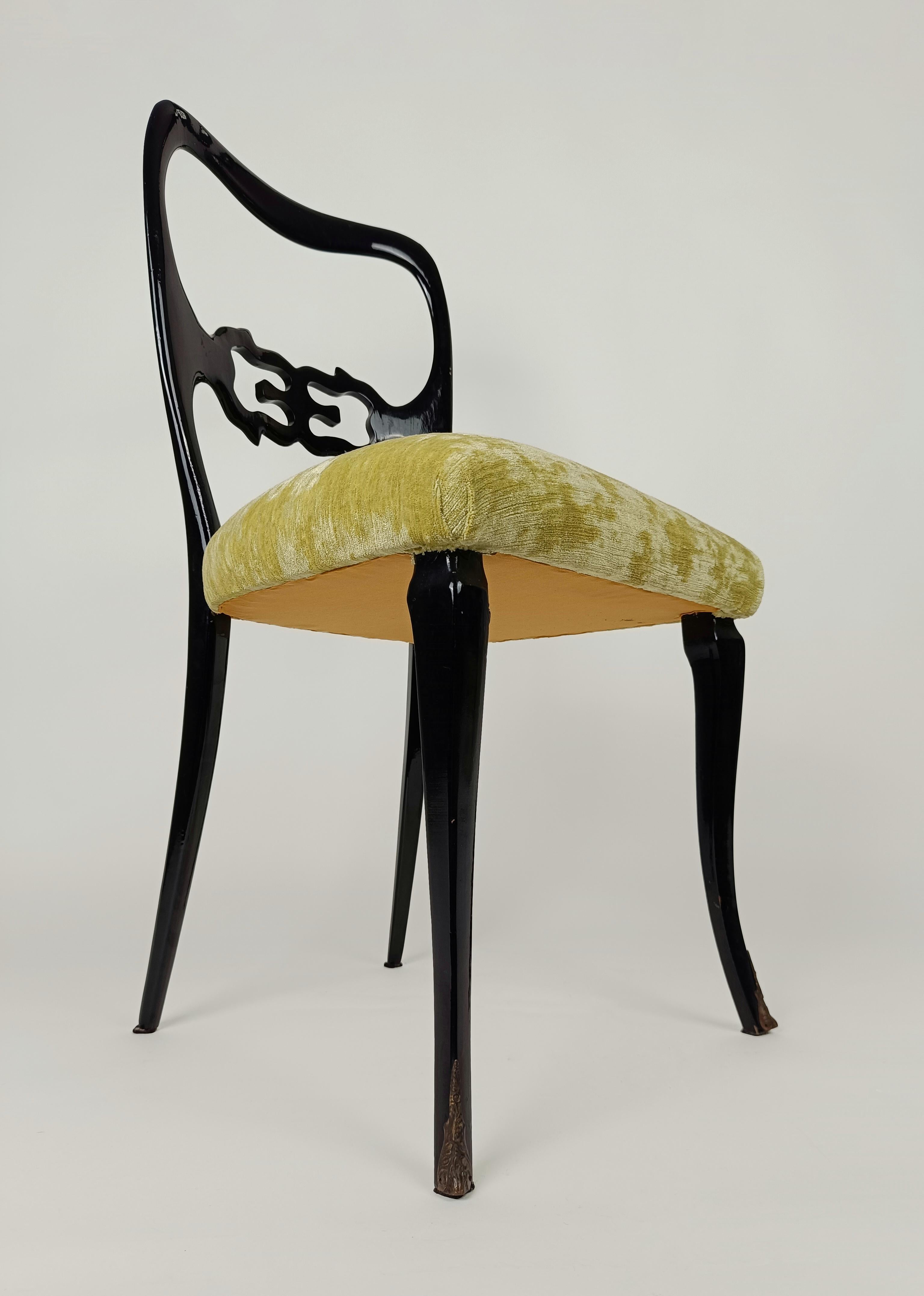 Set of 6 Italian Mid 20th Century Lacquered Chairs in Chinese Chippendale Style In Good Condition For Sale In Roma, IT