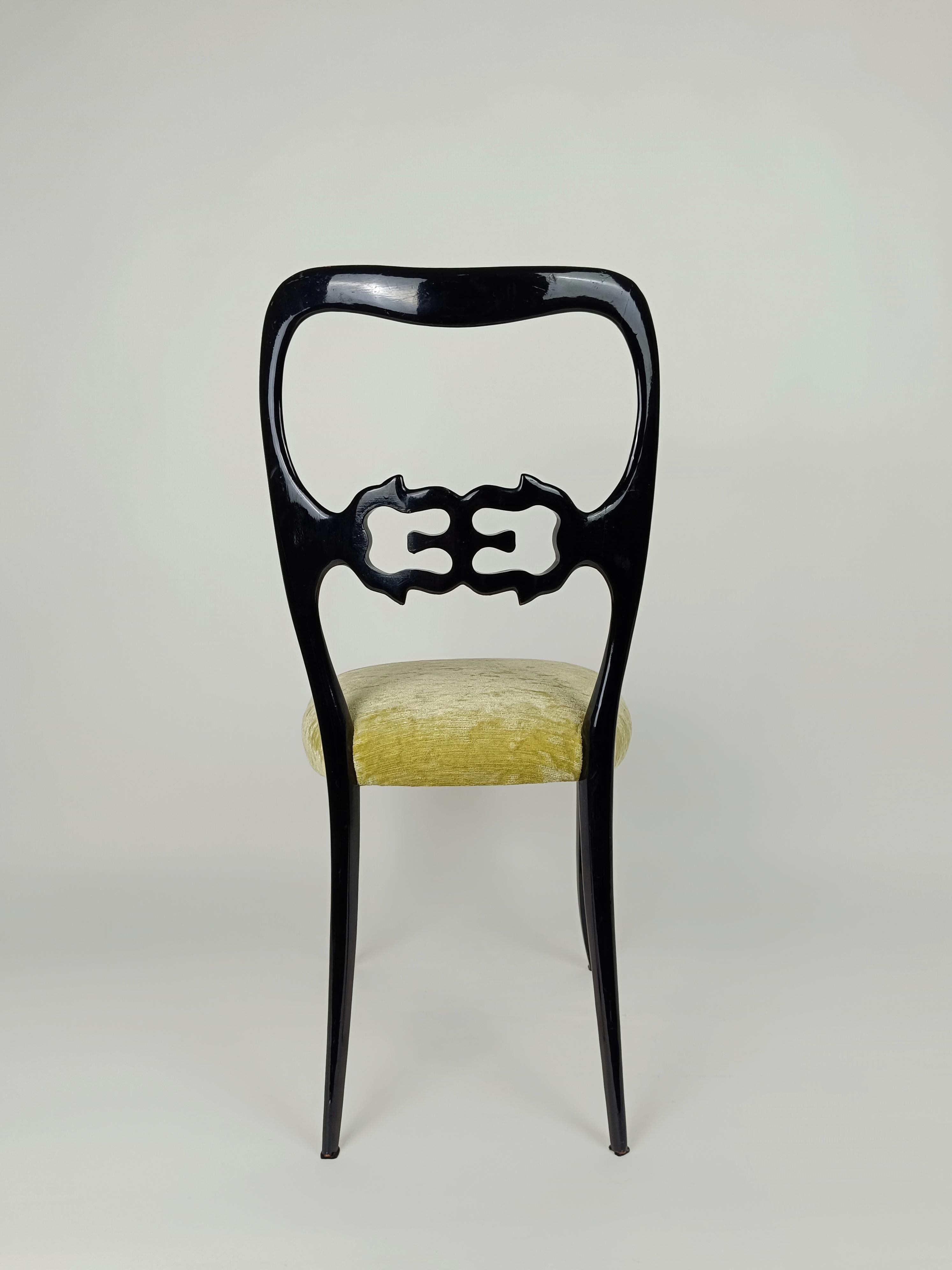 Set of 6 Italian Mid 20th Century Lacquered Chairs in Chinese Chippendale Style For Sale 1