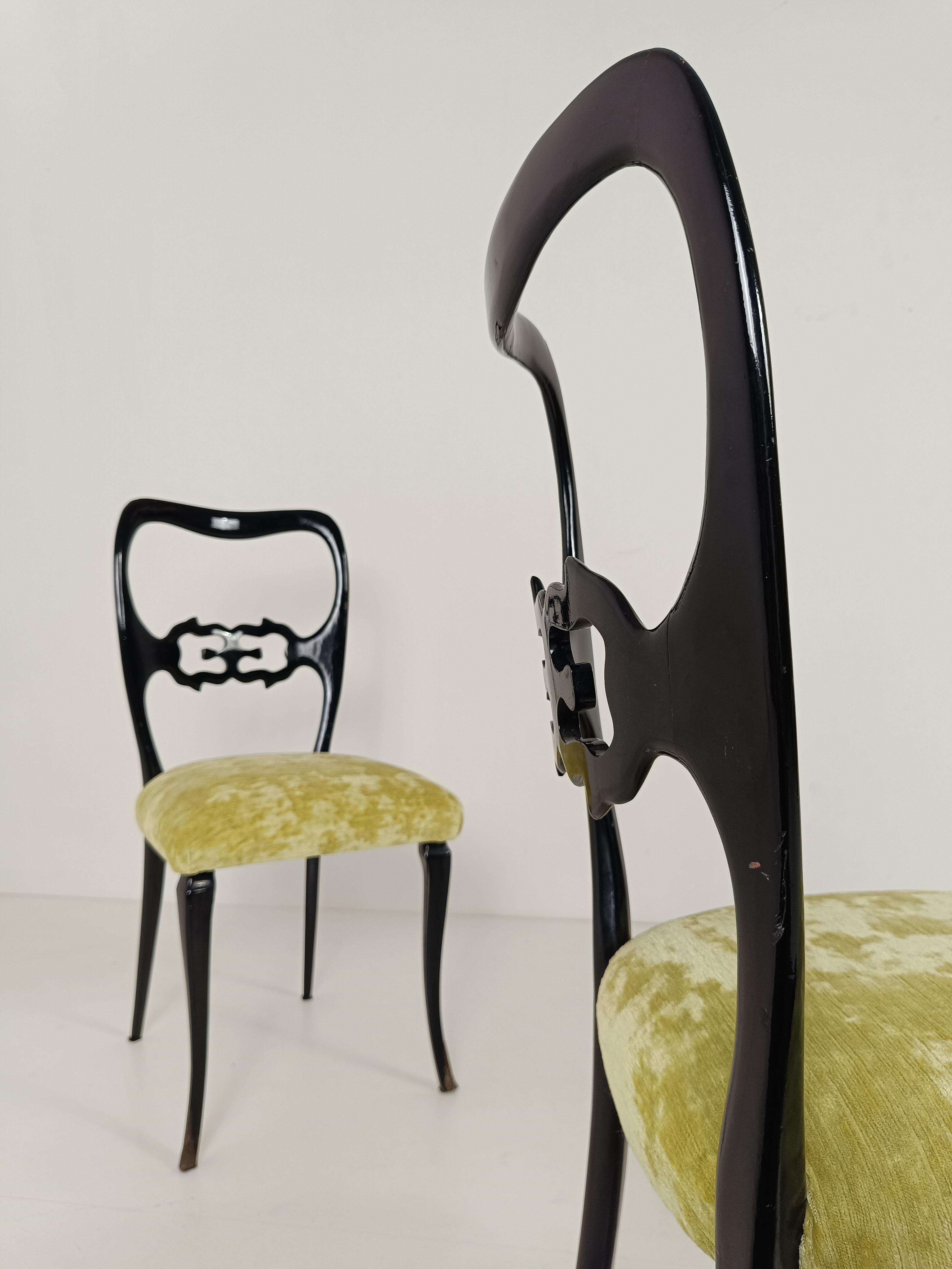 Set of 6 Italian Mid 20th Century Lacquered Chairs in Chinese Chippendale Style For Sale 4
