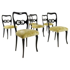 Retro Set of 6 Italian Mid 20th Century Lacquered Chairs in Chinese Chippendale Style 