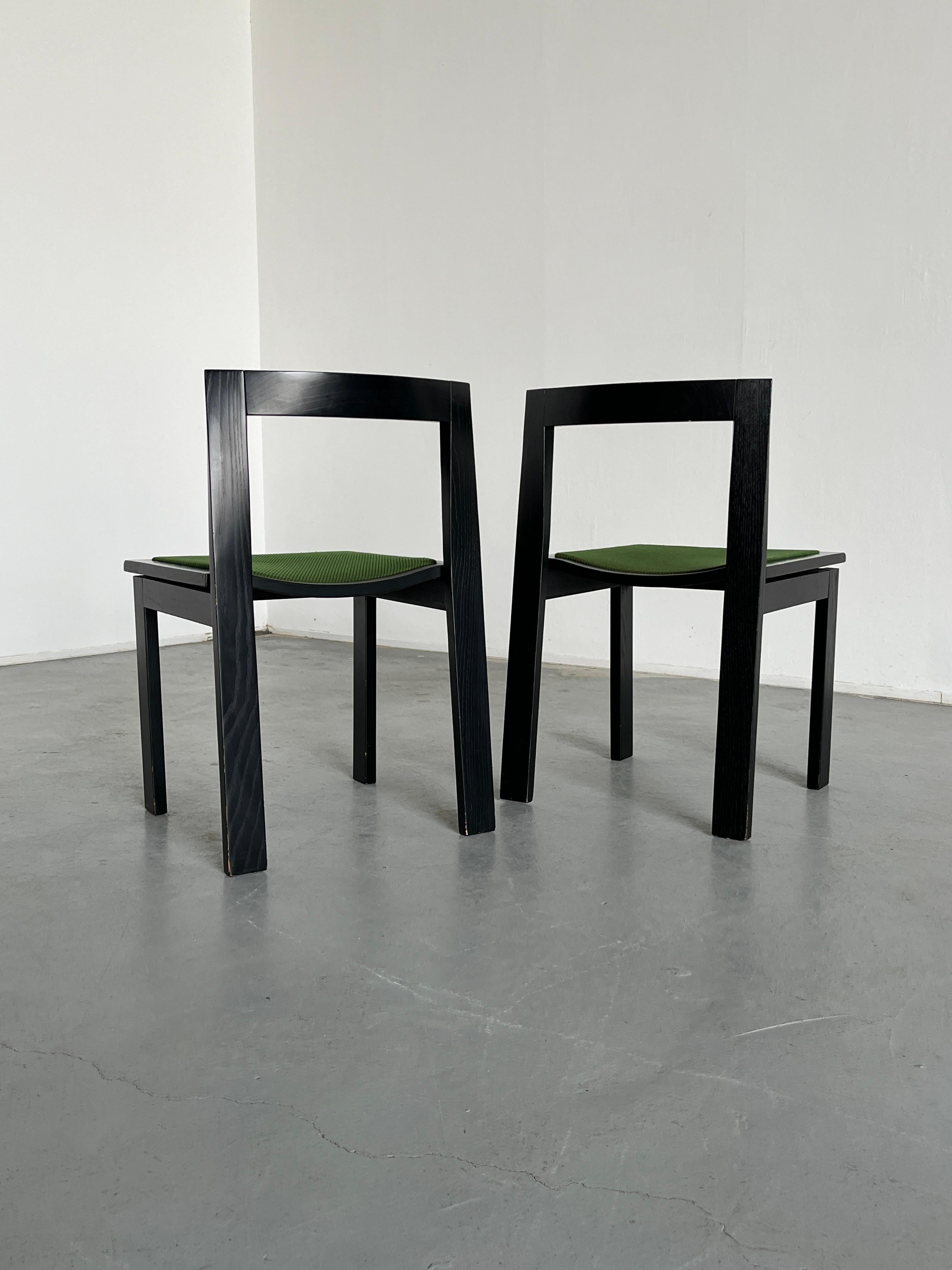 Ensemble de 6 chaises de salle à manger italiennes en bois de style constructiviste, mi-siècle moderne, années 70 6