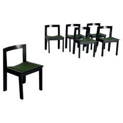 Used Set of 6 Italian Mid-Century Modern Constructivist Wooden Dining Chairs, 70s