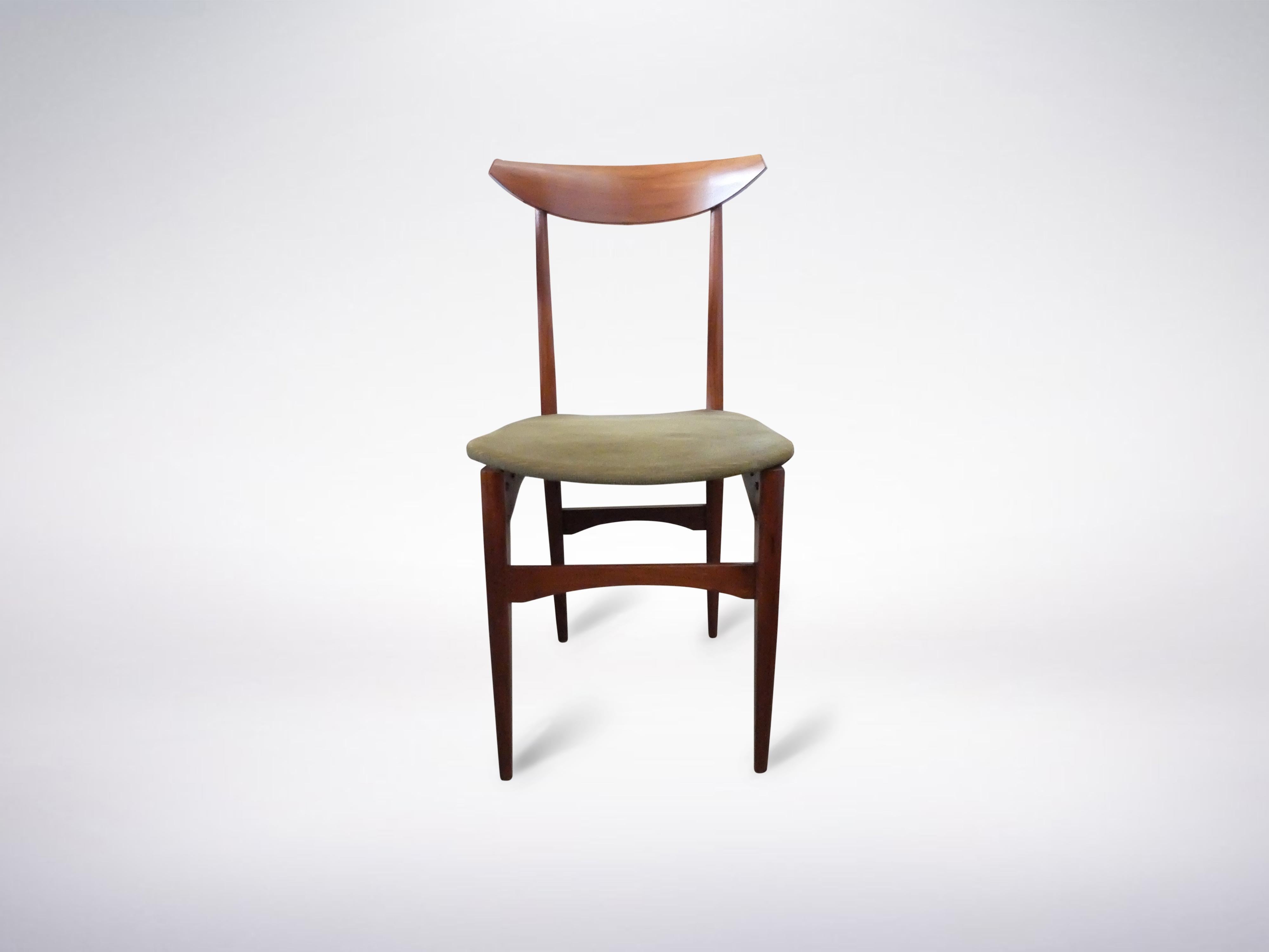 Mid-Century Modern Ensemble de 6 chaises de salle à manger italiennes en bois de style mi-siècle moderne, vers 1950 en vente