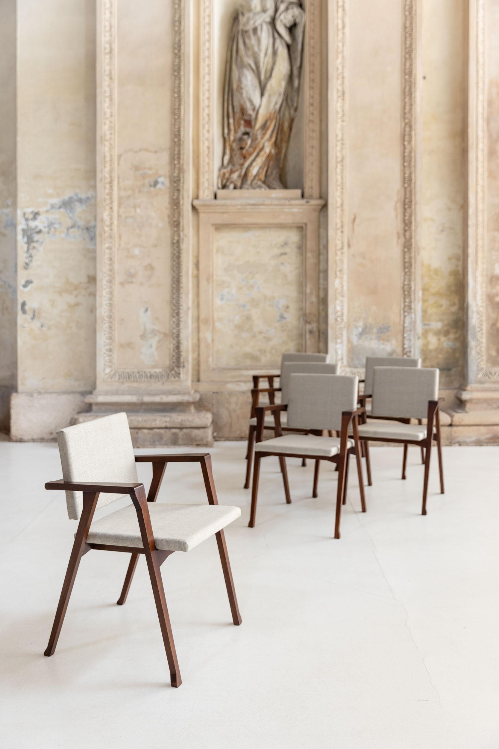 Mid-Century Modern Ensemble de 6 chaises italiennes du milieu du siècle 