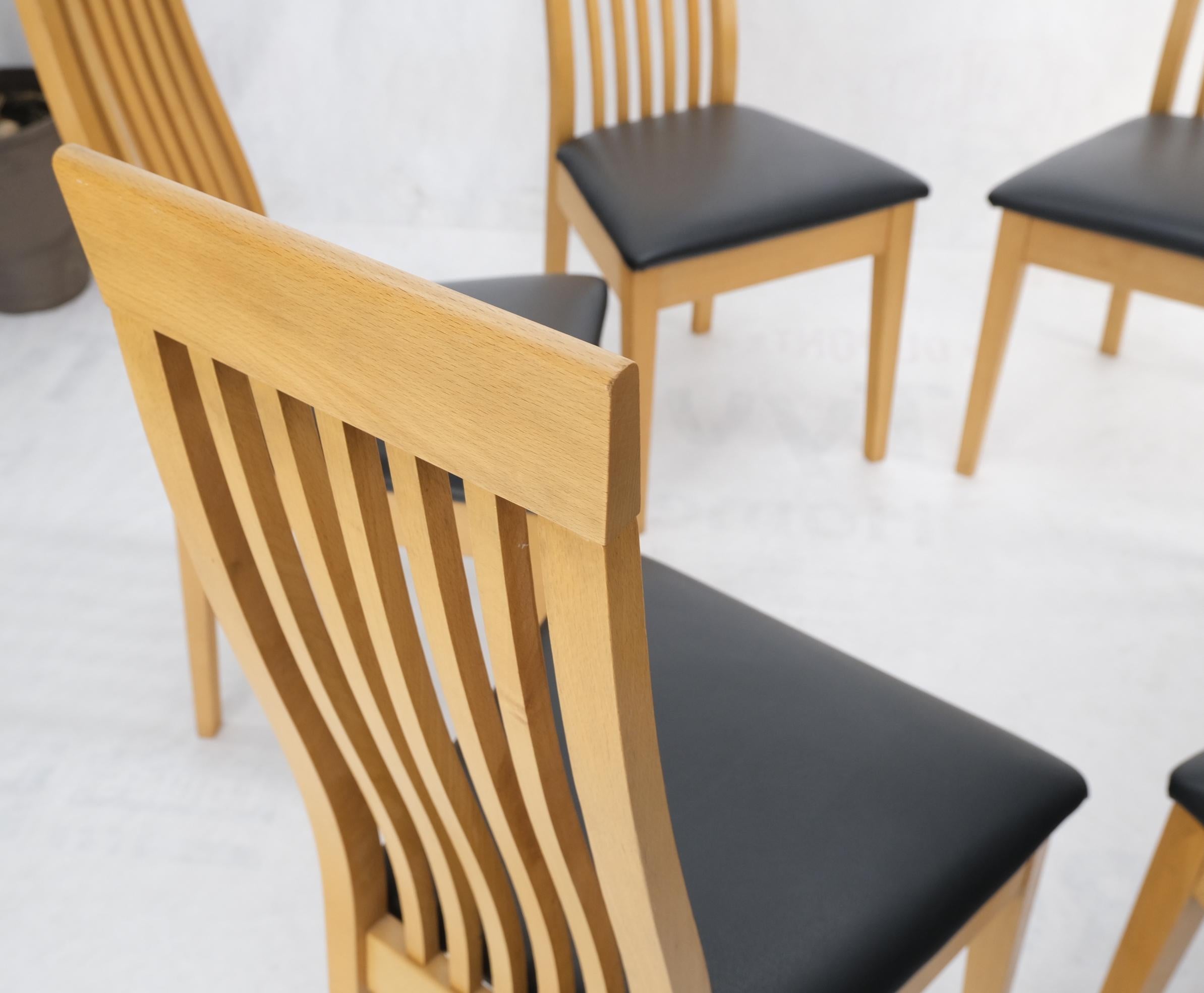 Birch Set of 6 Italian Modern Blond Wood Tall Backs Dining Chairs