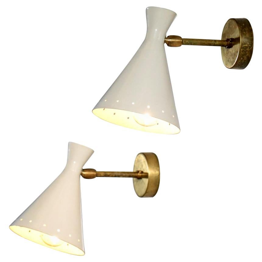 Set of 6 Italian Modern "Luna" Sconces Beige, Wall Lights