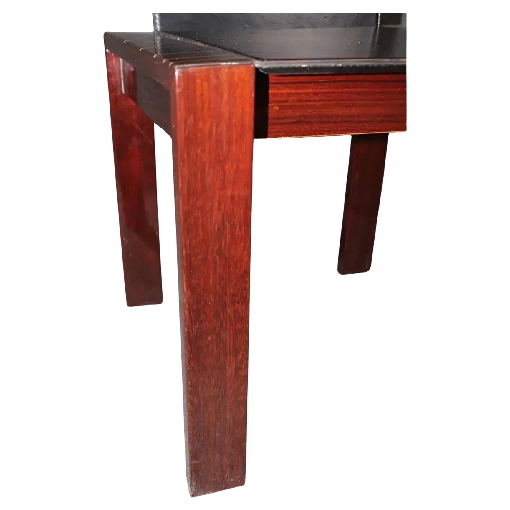 Falegnameria Set di 6 sedie da pranzo moderne italiane in pelle di palissandro brutaliste in vendita