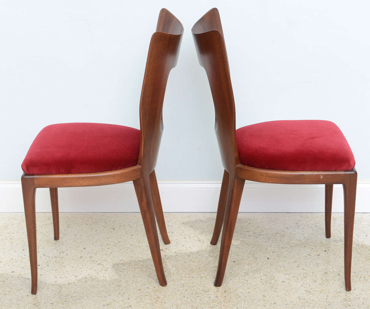 Set of 6 Italian Modern Walnut Dining Chairs, Borsani For Sale 1