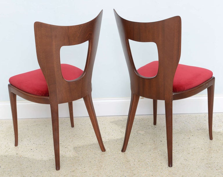 Set of 6 Italian Modern Walnut Dining Chairs, Borsani For Sale 2