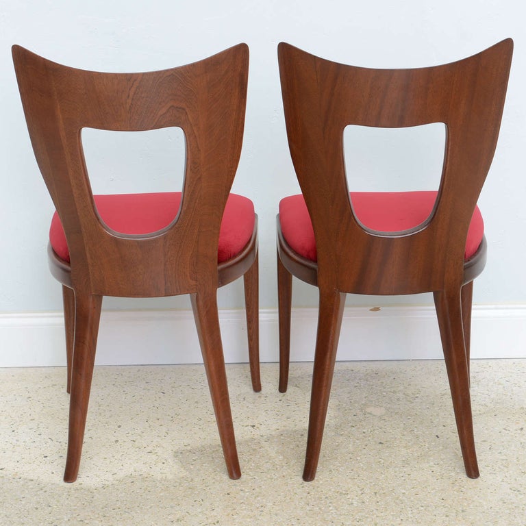 Set of 6 Italian Modern Walnut Dining Chairs, Borsani For Sale 4