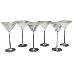 Set of 6 Italian Murano Martini Glasses by Salviati