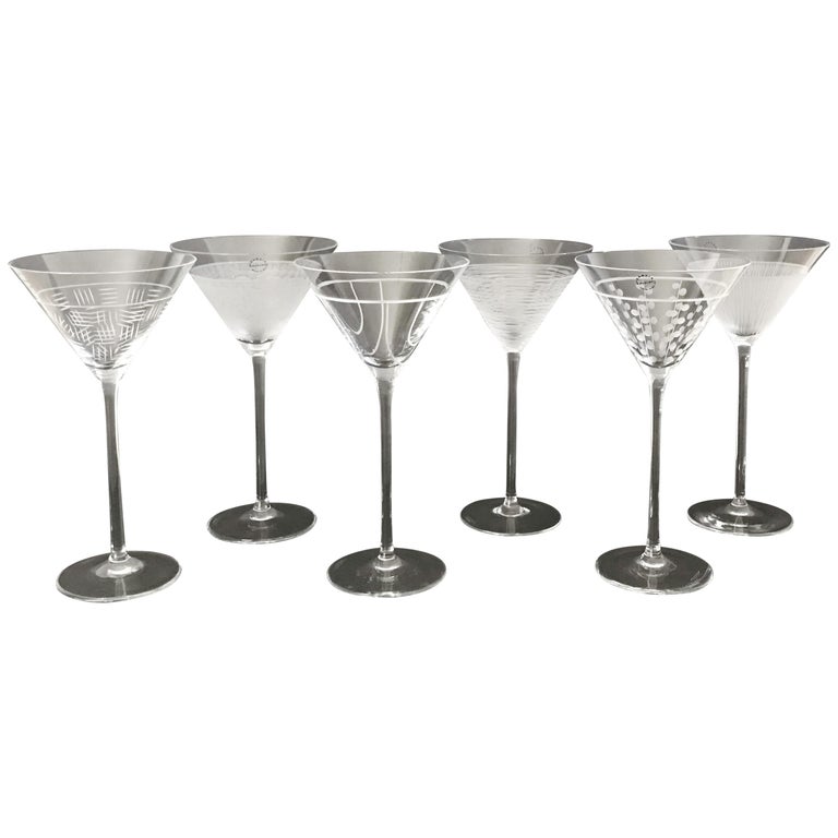Set of 6 Italian Murano Martini Glasses by Salviati at 1stDibs