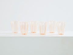 Set of 6 Italian Murano rose glass tumblers 1980s