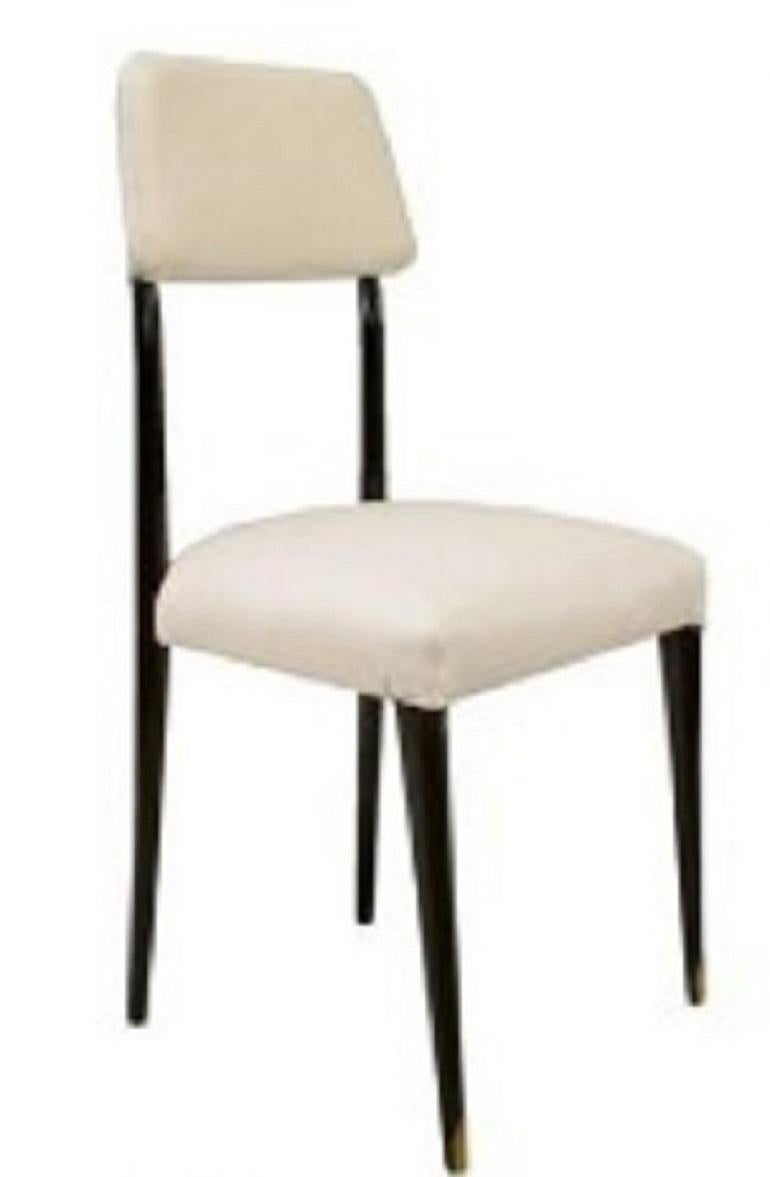Modern Set of 6 Italian Muslin Ebonized Side Chairs For Sale