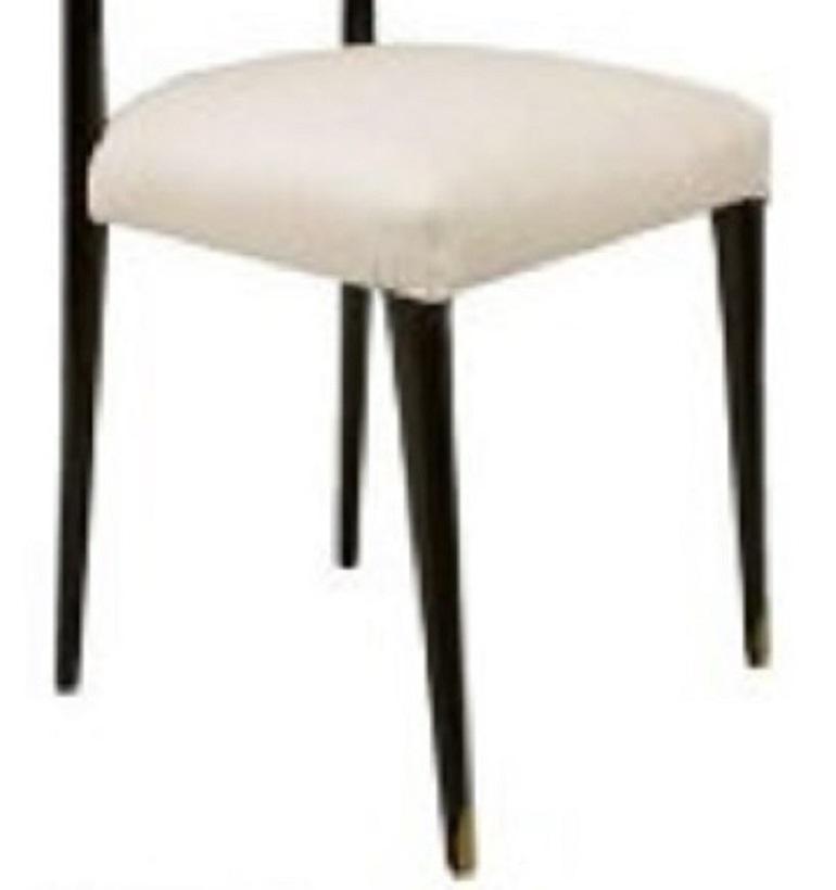 Set of 6 Italian Muslin Ebonized Side Chairs In Good Condition For Sale In Queens, NY